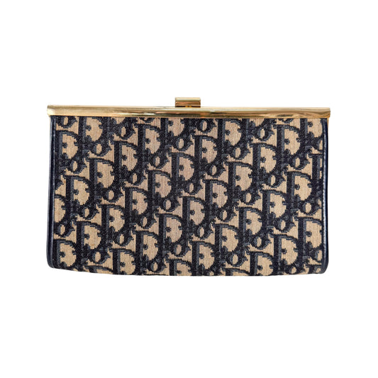 Trotter Brown Oblique Canvas Clutch Bag