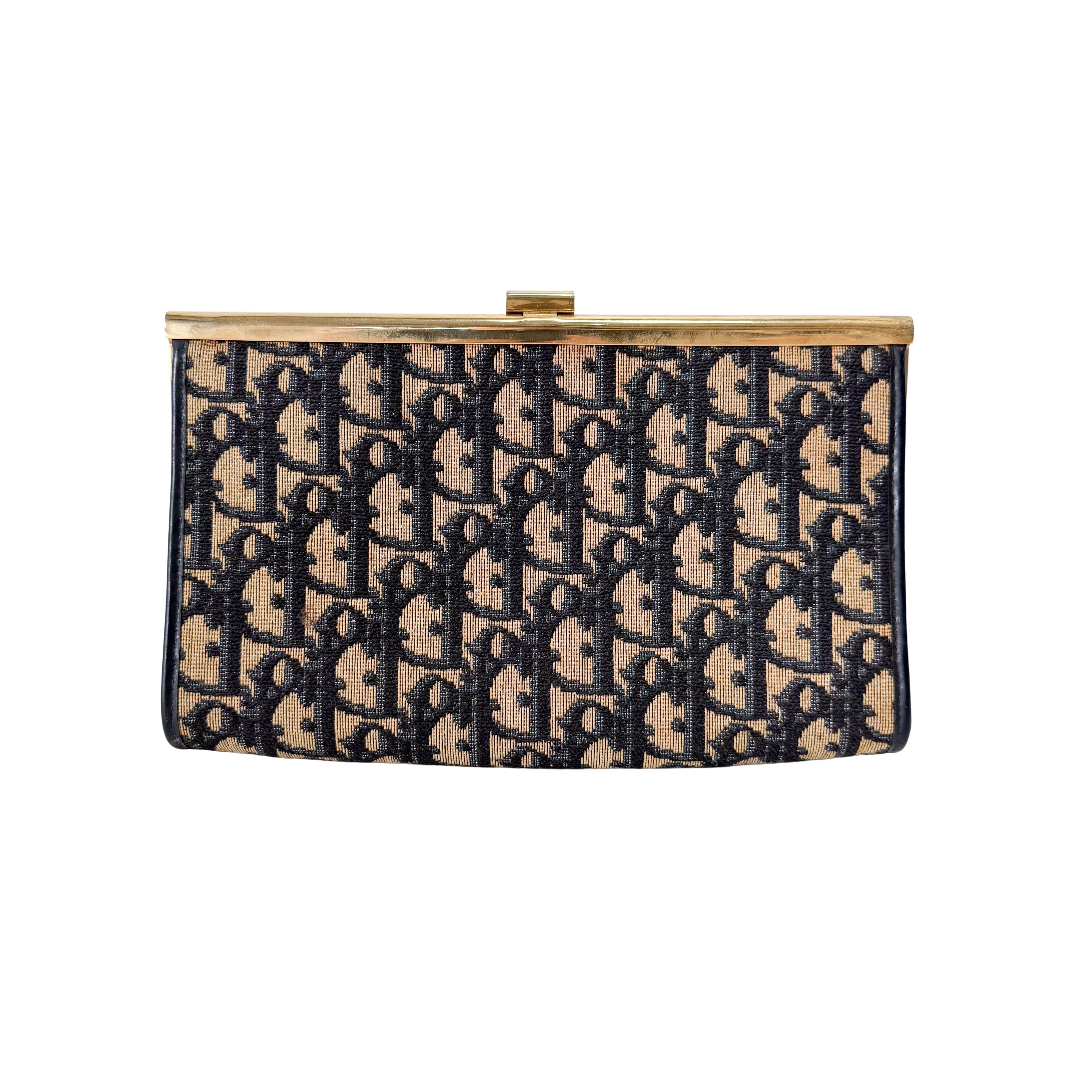 Trotter Brown Oblique Canvas Clutch Bag