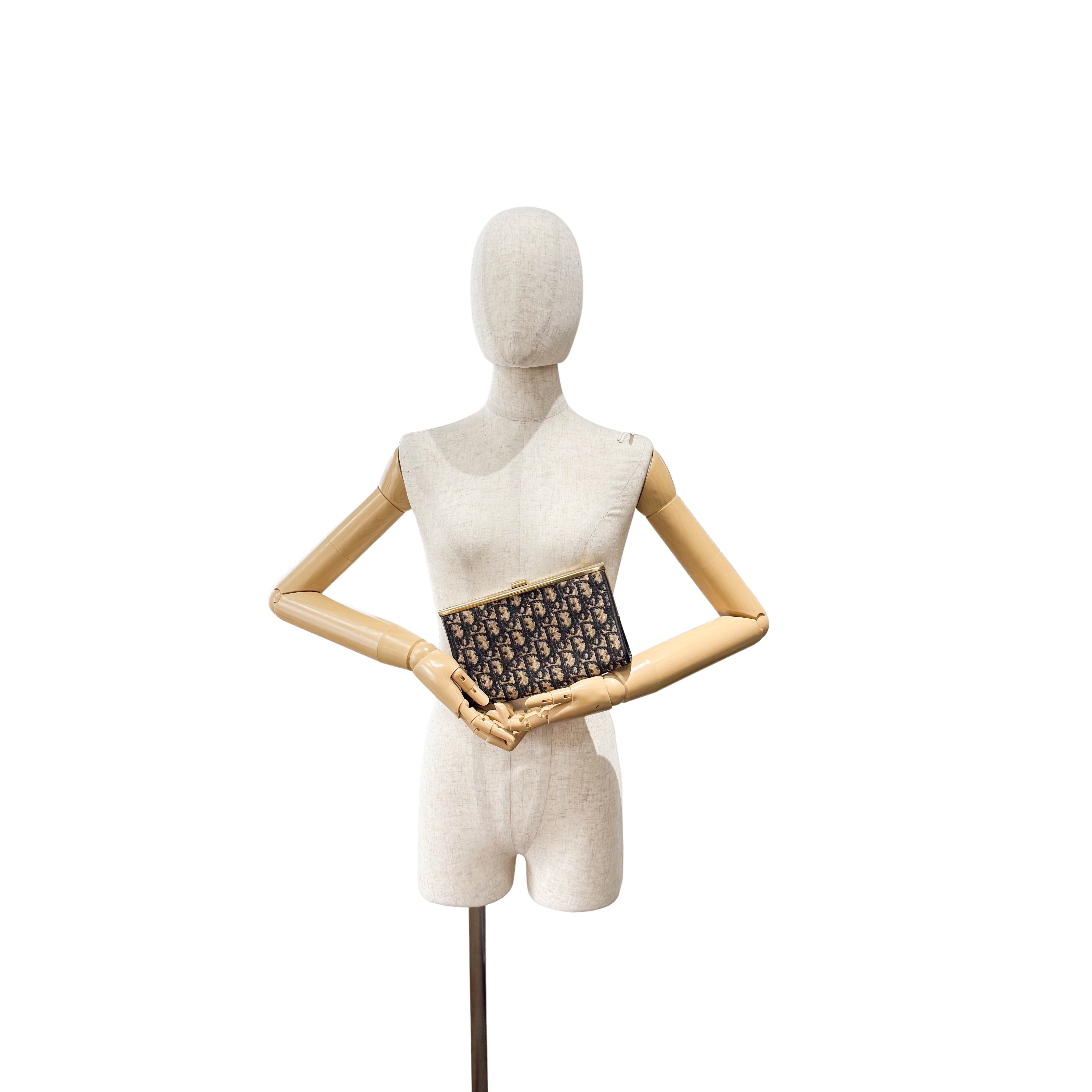 Trotter Brown Oblique Canvas Clutch Bag