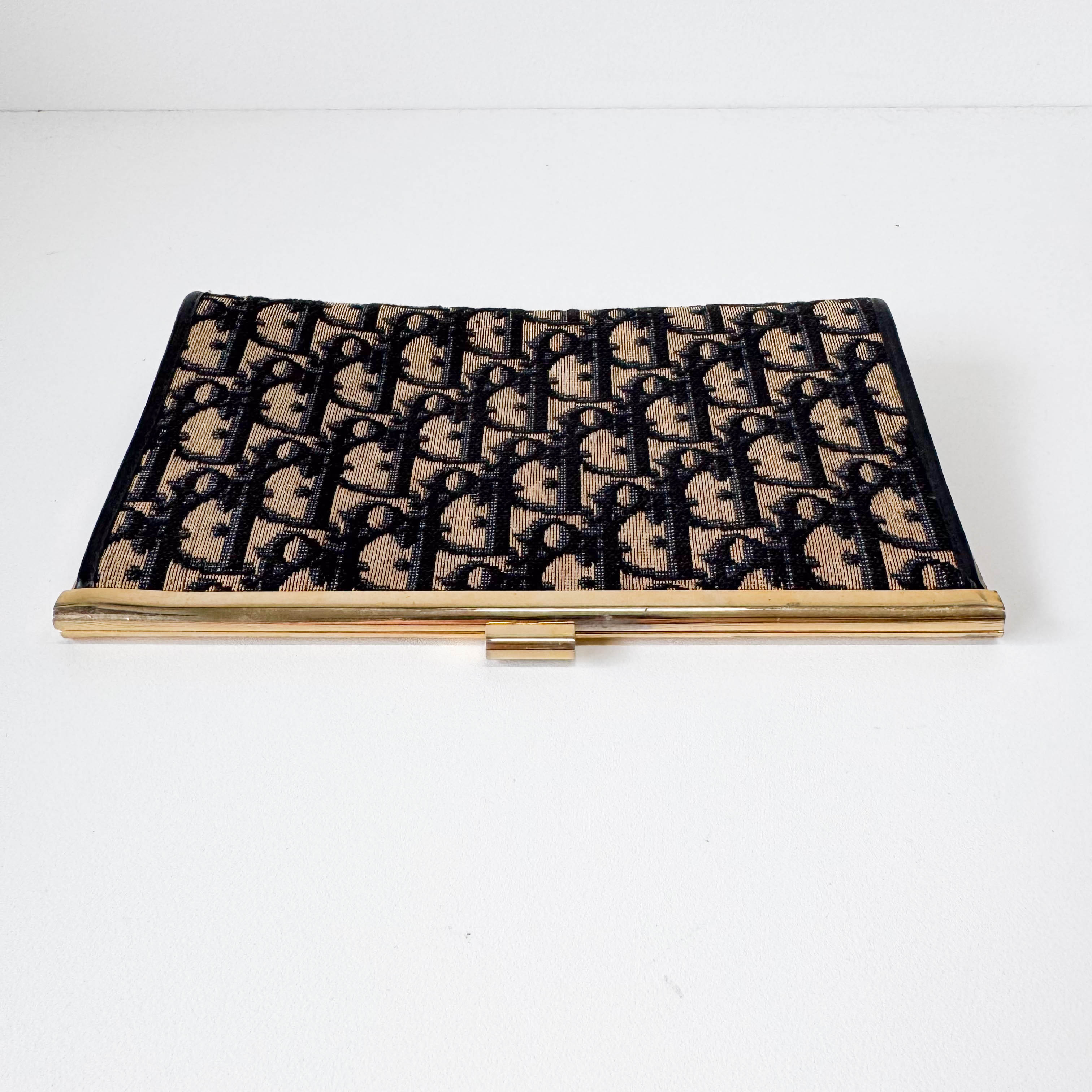 Trotter Brown Oblique Canvas Clutch Bag