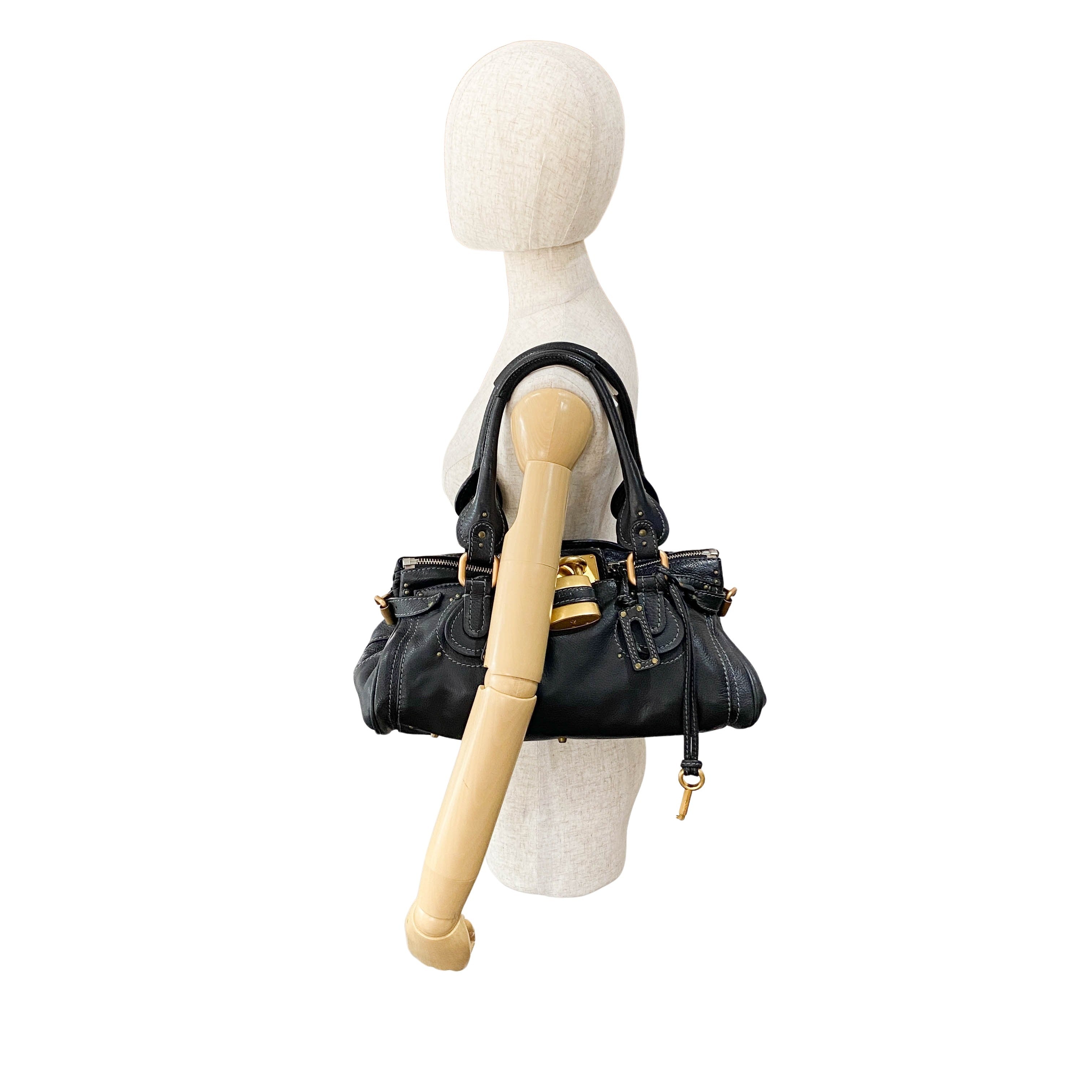 Paddington Black Leather Shoulder Bag