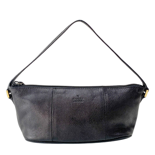 Black Leather Pouch Handbag