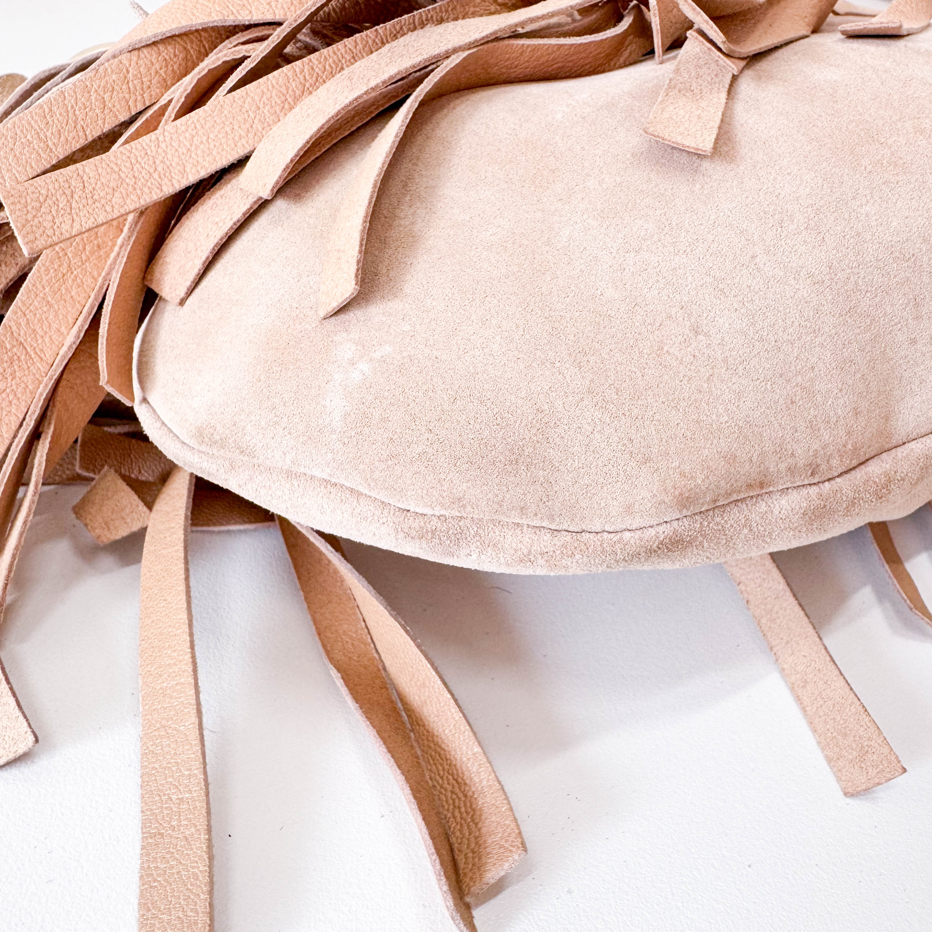 Rive Gauche Beige Suede Fringe Boheme Bag