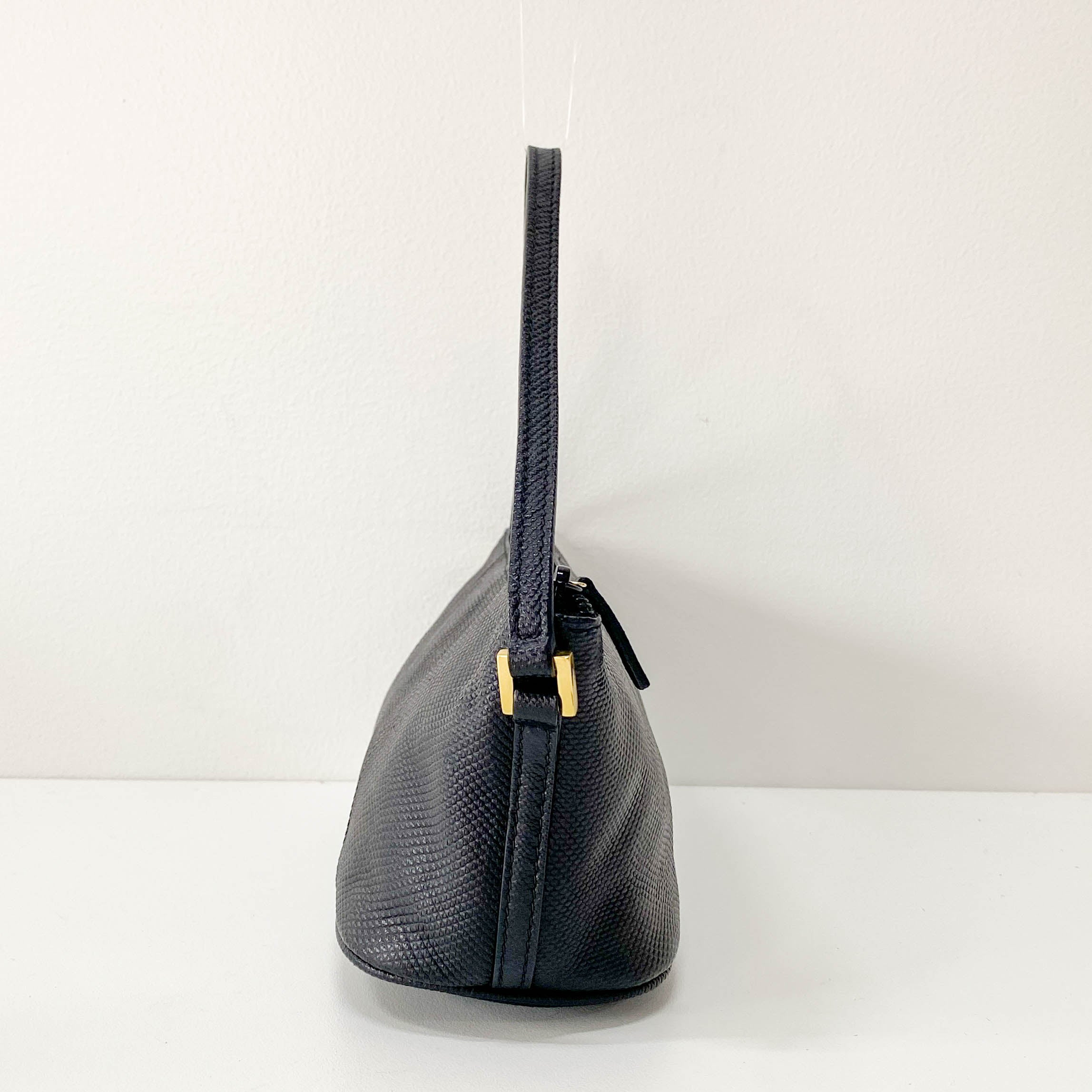 Black Leather Pouch Handbag