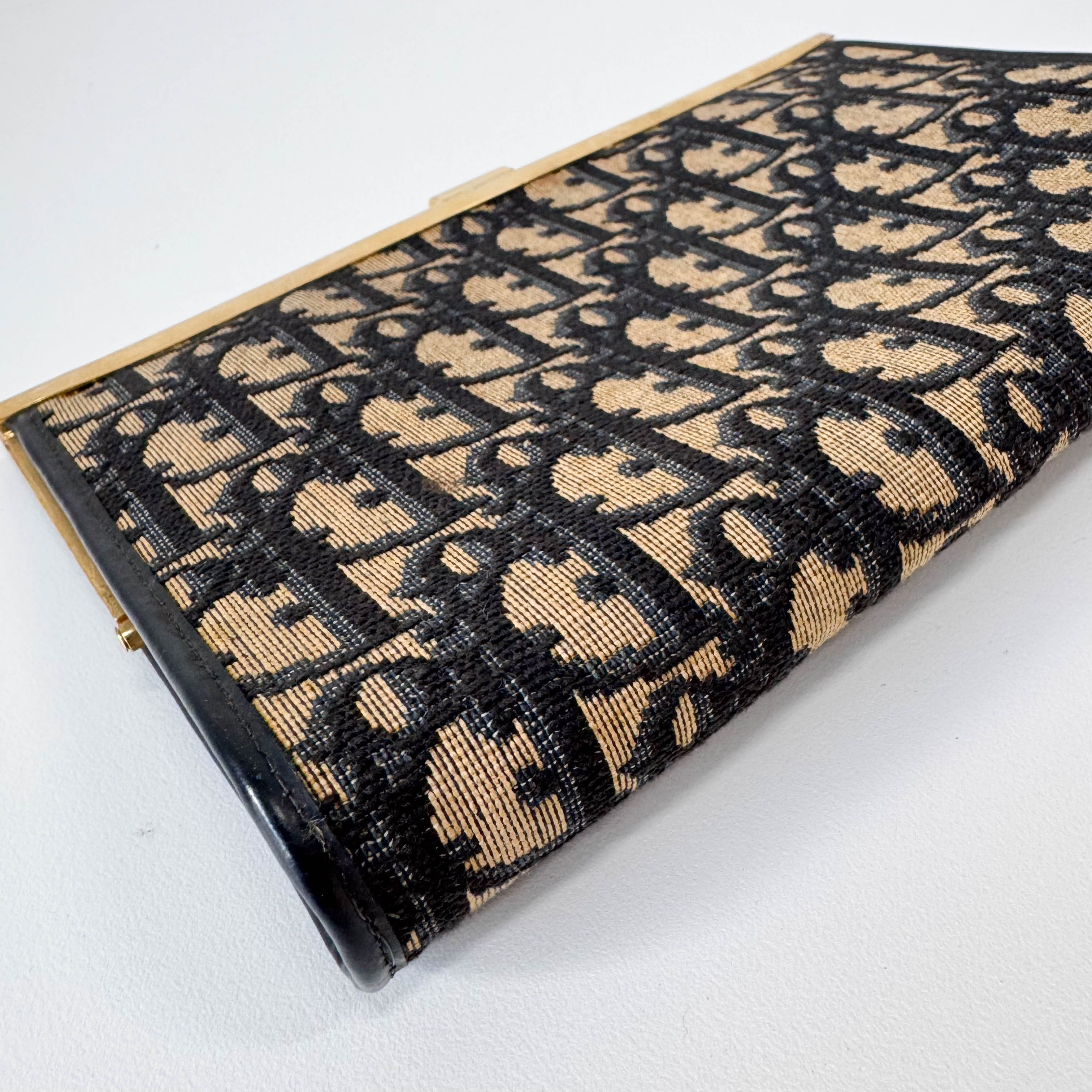 Trotter Brown Oblique Canvas Clutch Bag