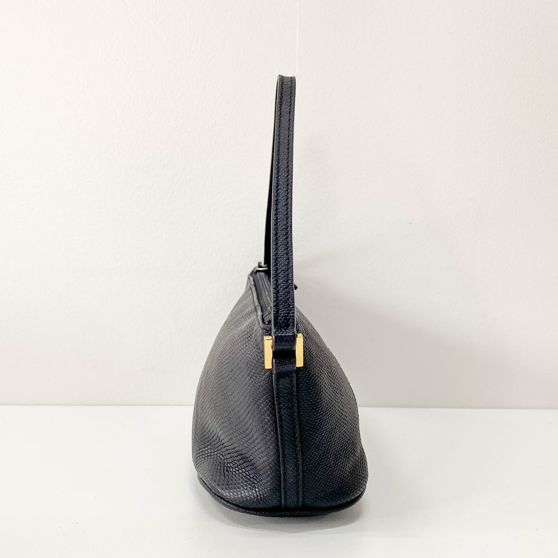 Black Leather Pouch Handbag