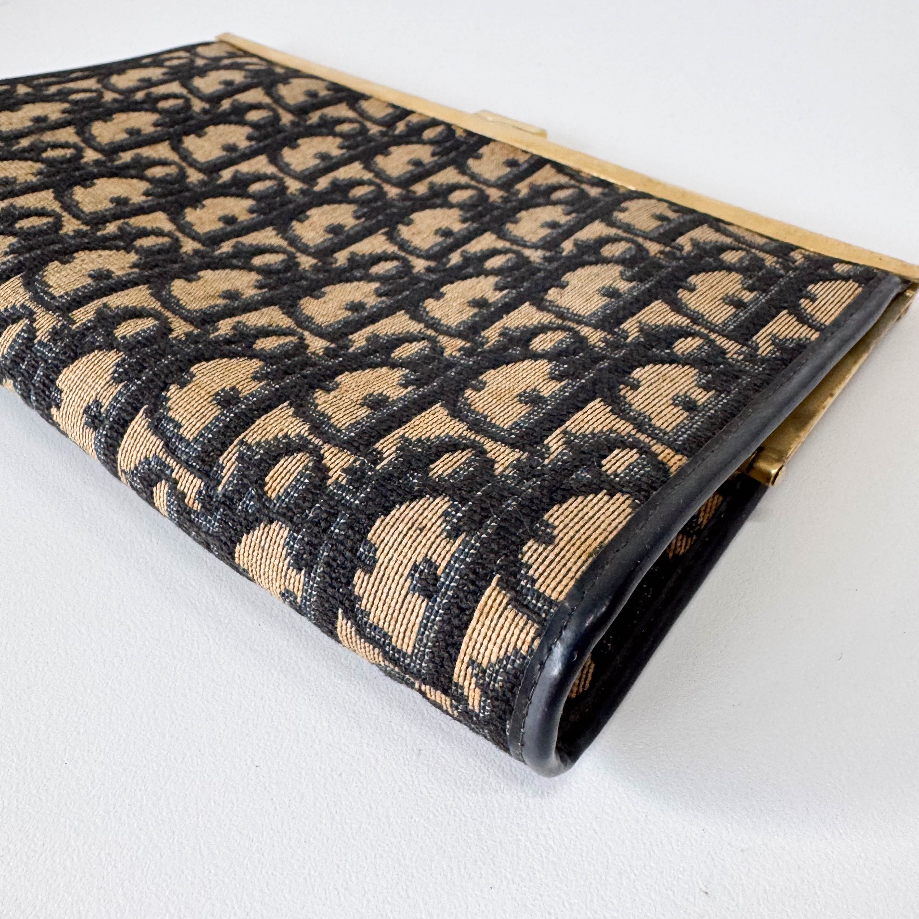 Trotter Brown Oblique Canvas Clutch Bag