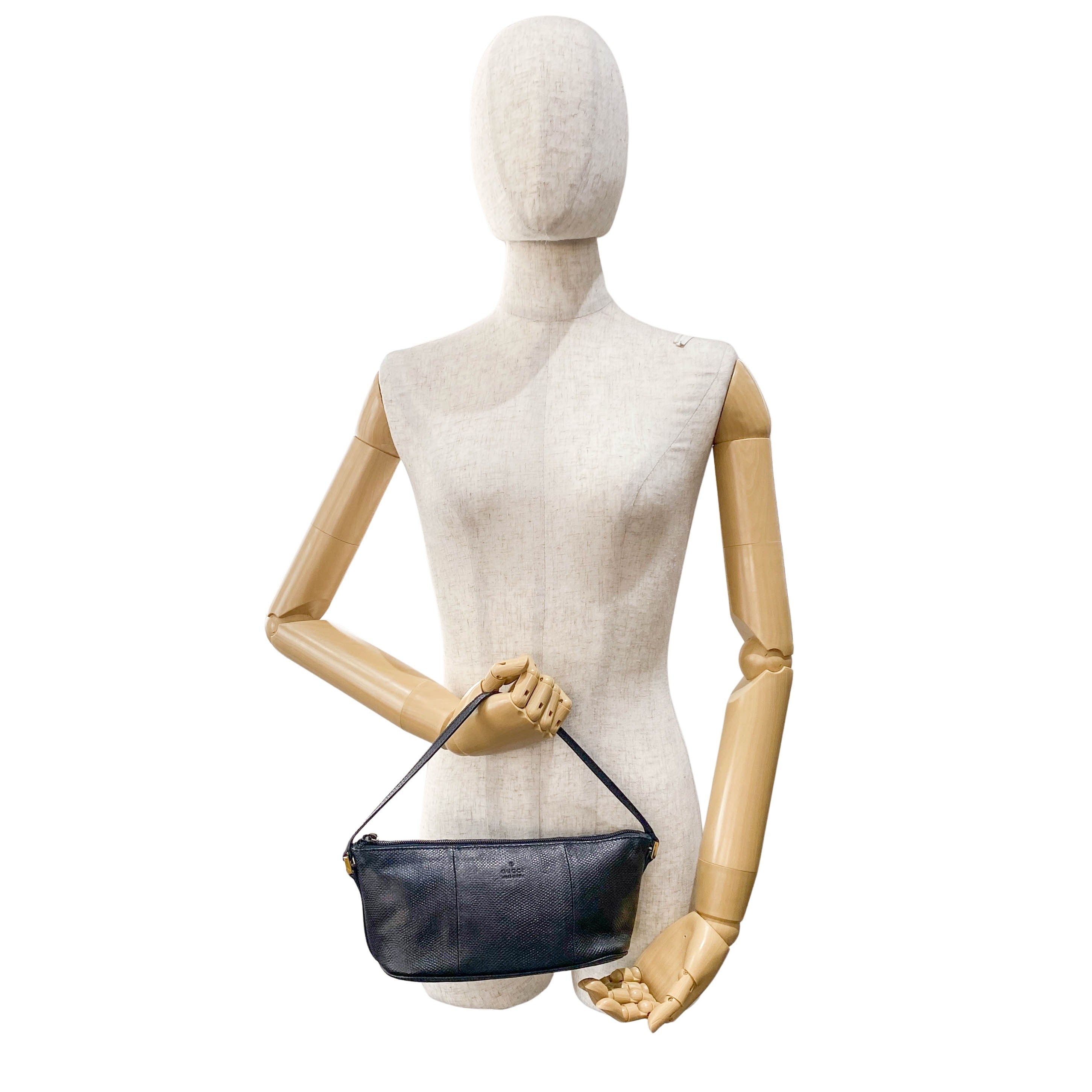 Black Leather Pouch Handbag