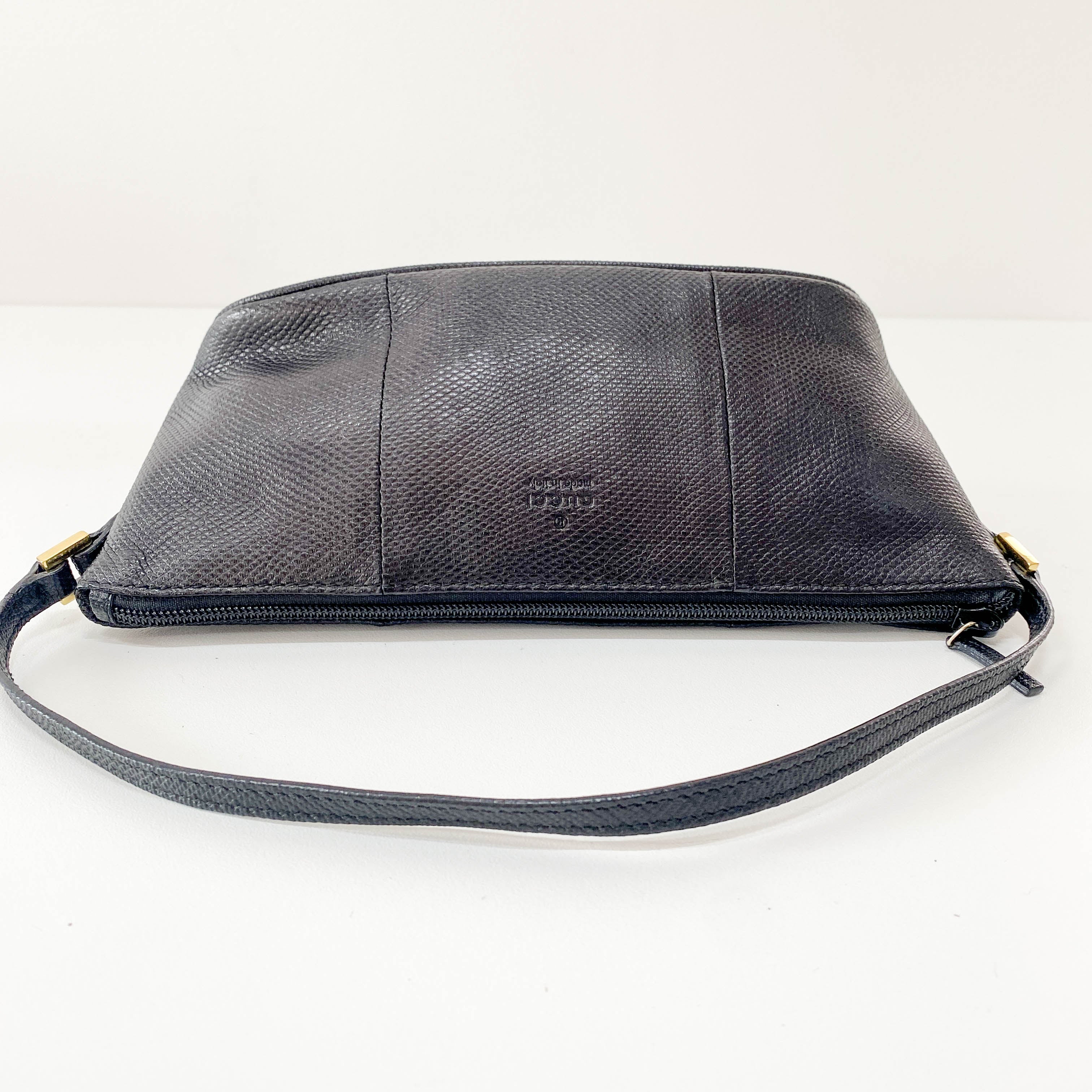 Black Leather Pouch Handbag