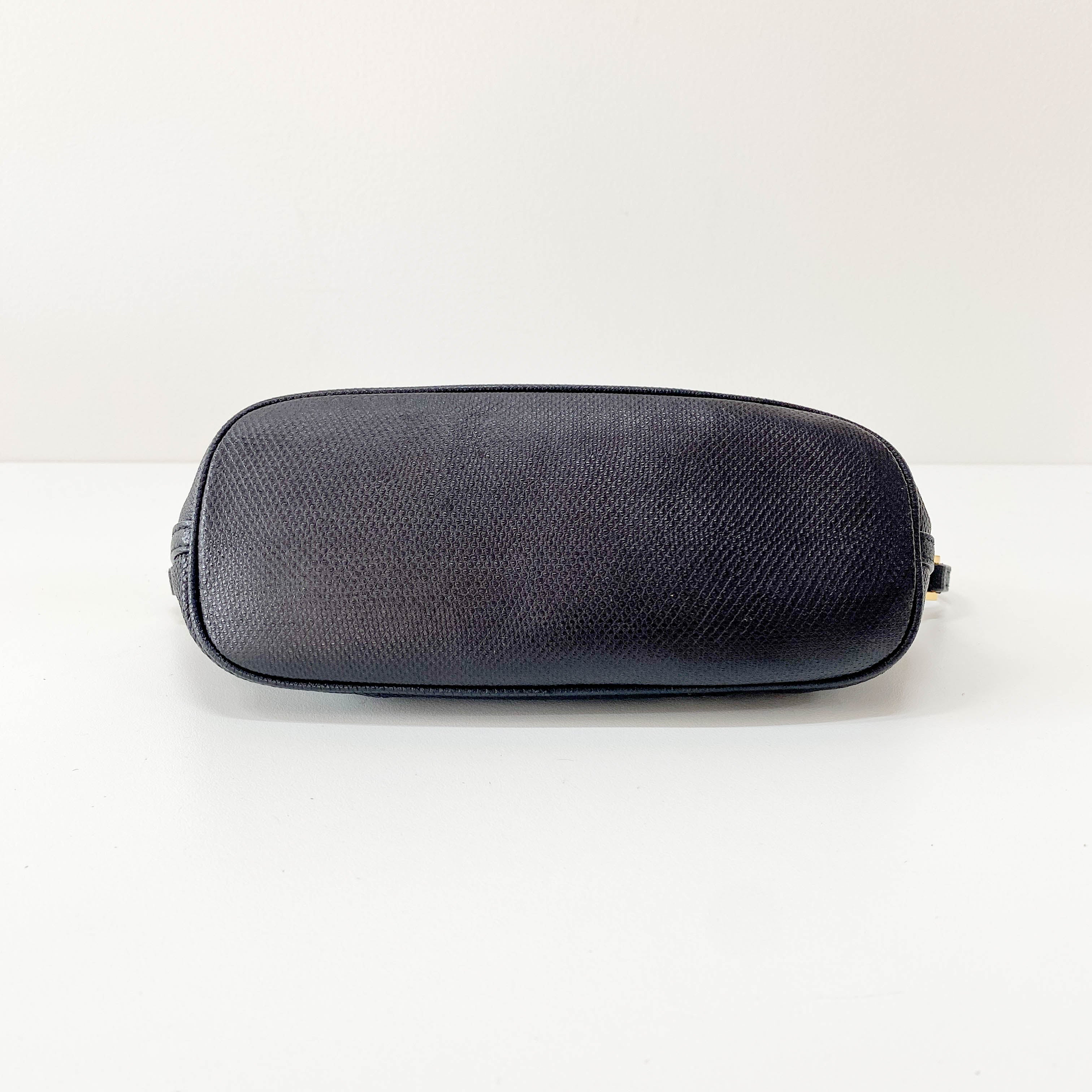 Black Leather Pouch Handbag