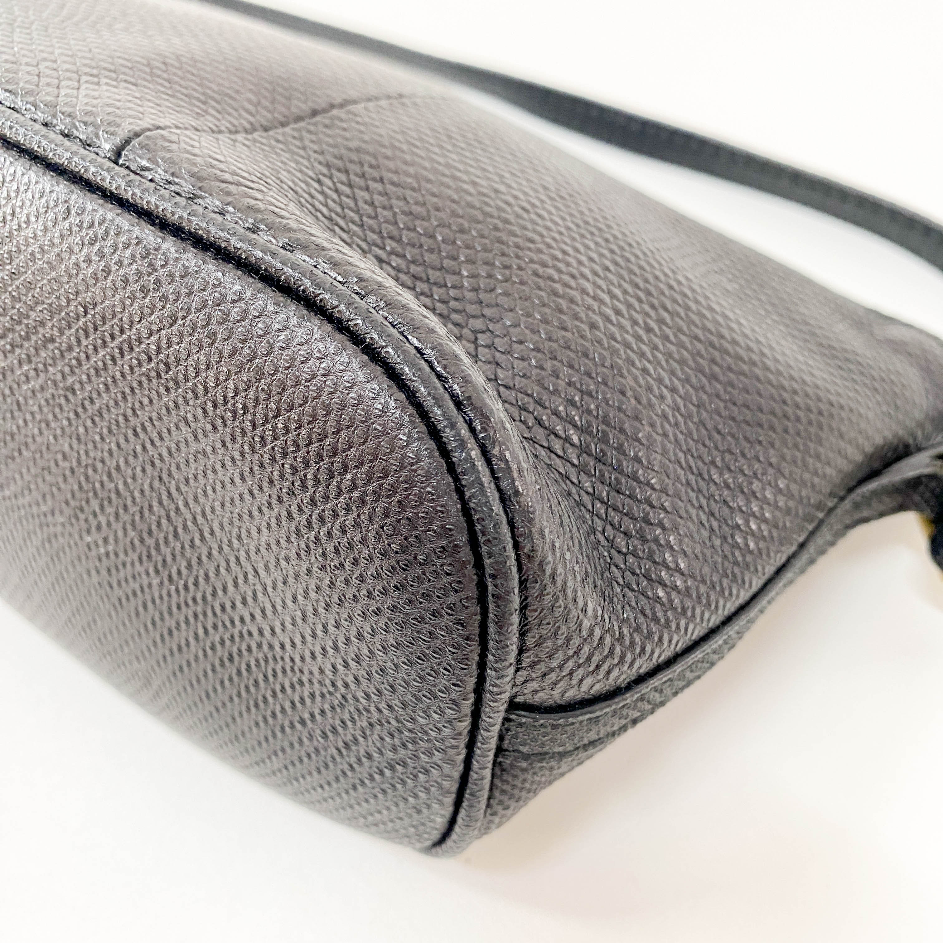 Black Leather Pouch Handbag