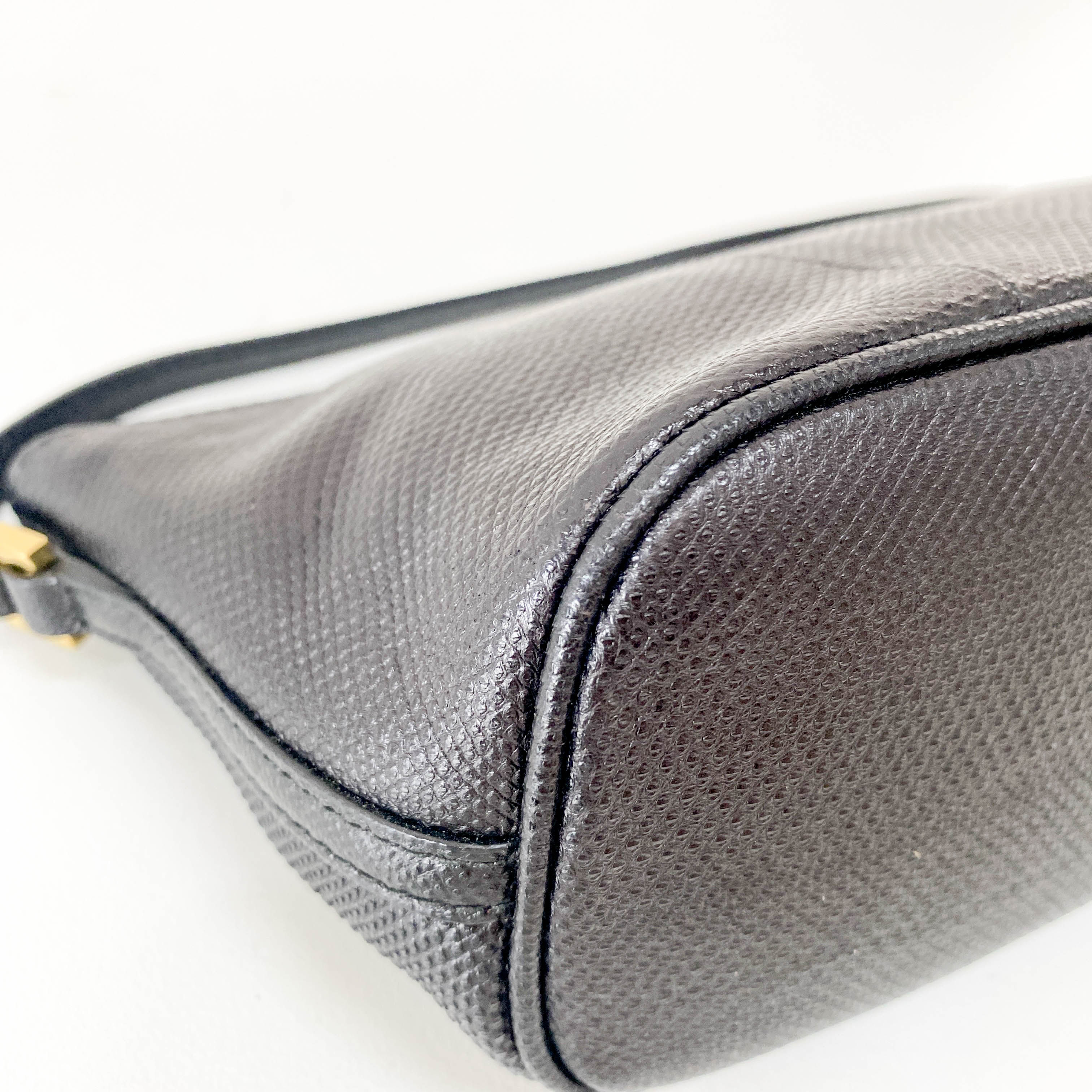 Black Leather Pouch Handbag