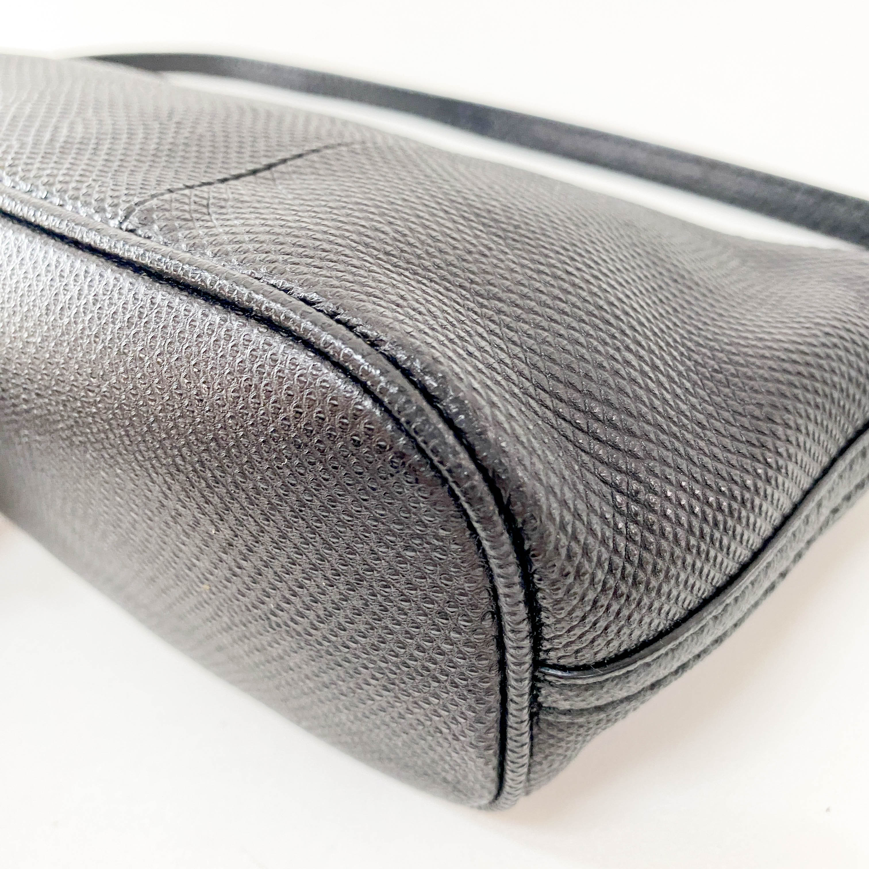 Black Leather Pouch Handbag