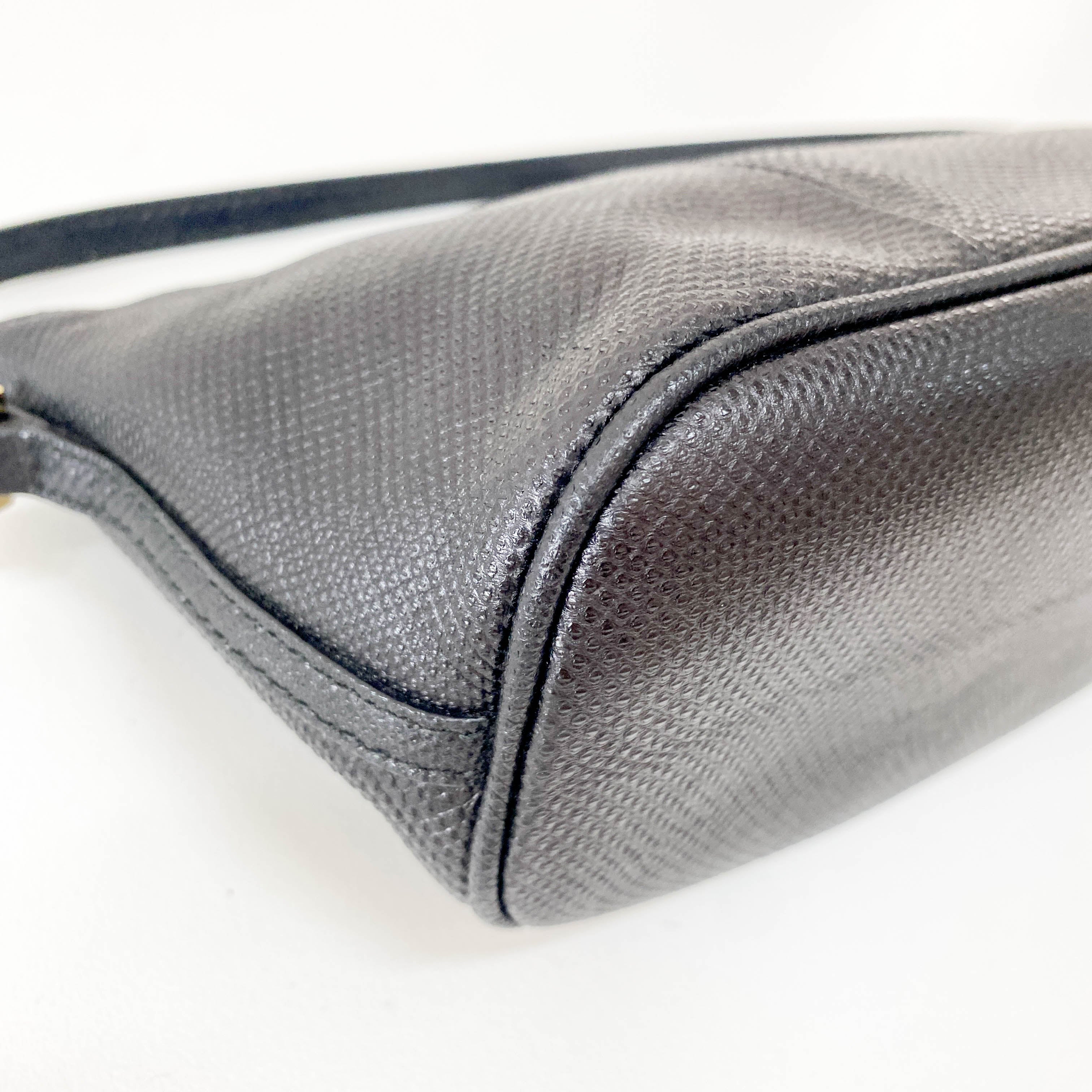 Black Leather Pouch Handbag