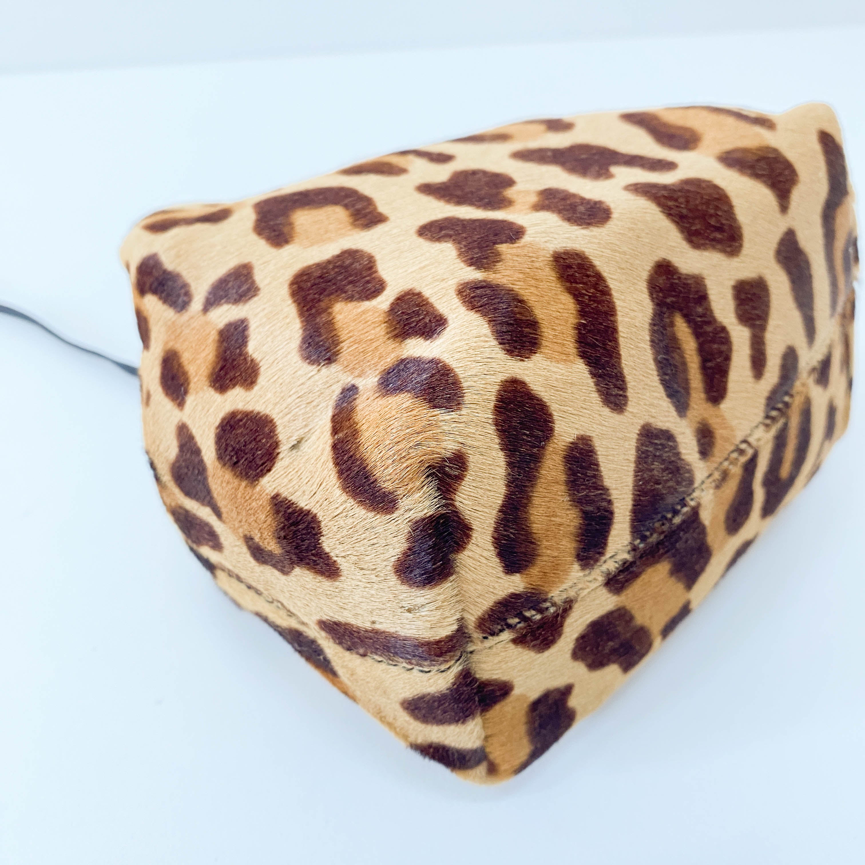 Leopard Pony Hair Metal Handle Mini Bag