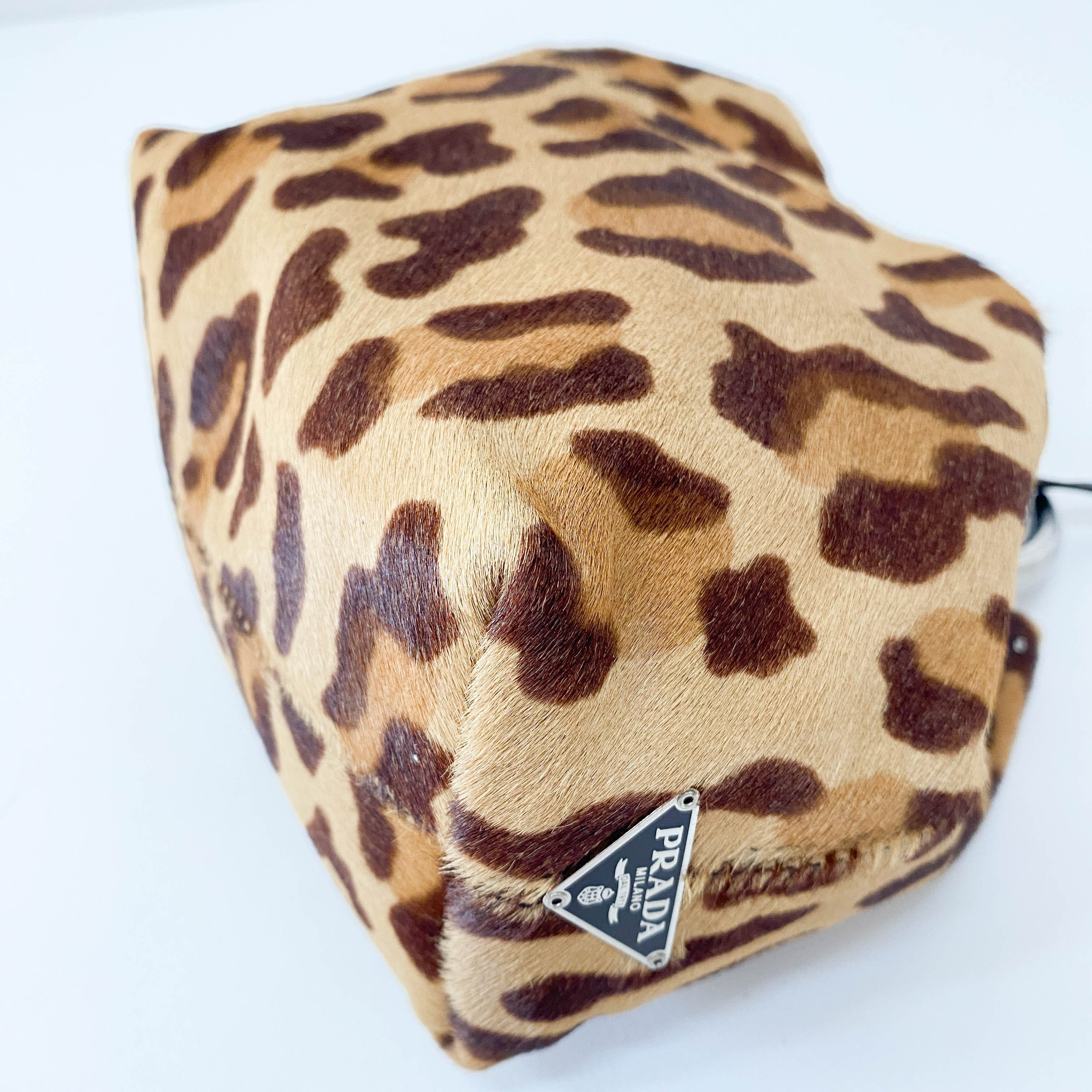 Leopard Pony Hair Metal Handle Mini Bag