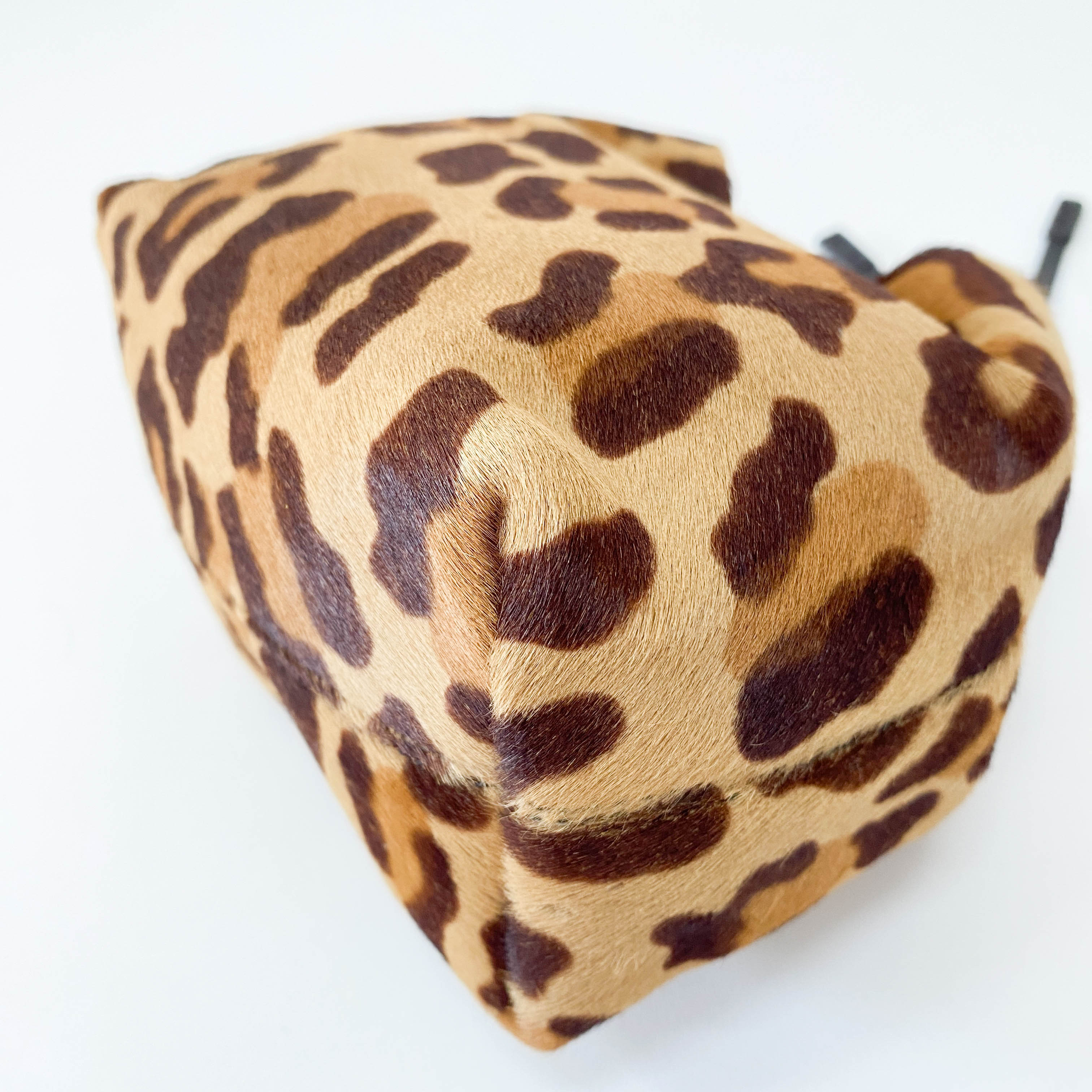 Leopard Pony Hair Metal Handle Mini Bag