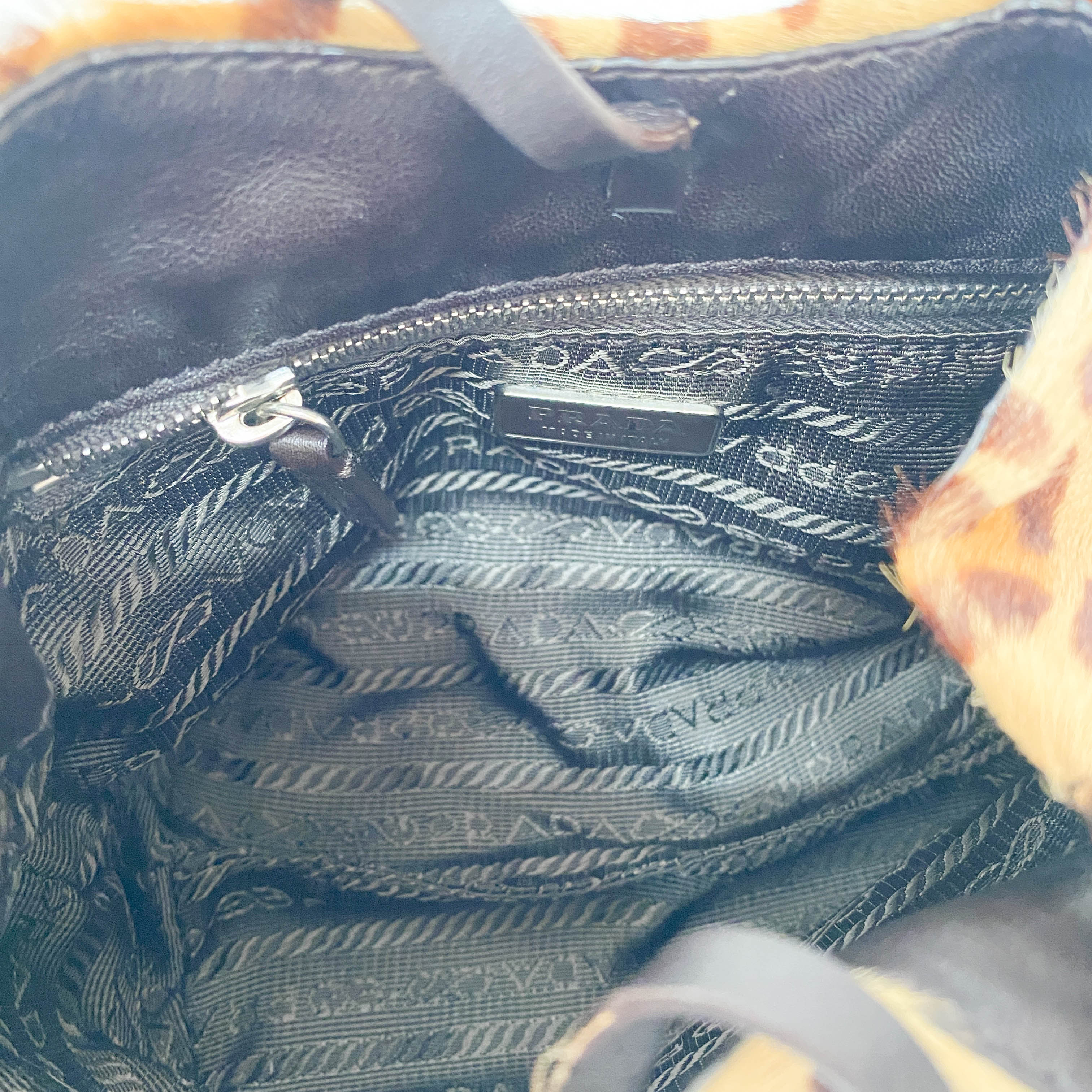 Leopard Pony Hair Metal Handle Mini Bag