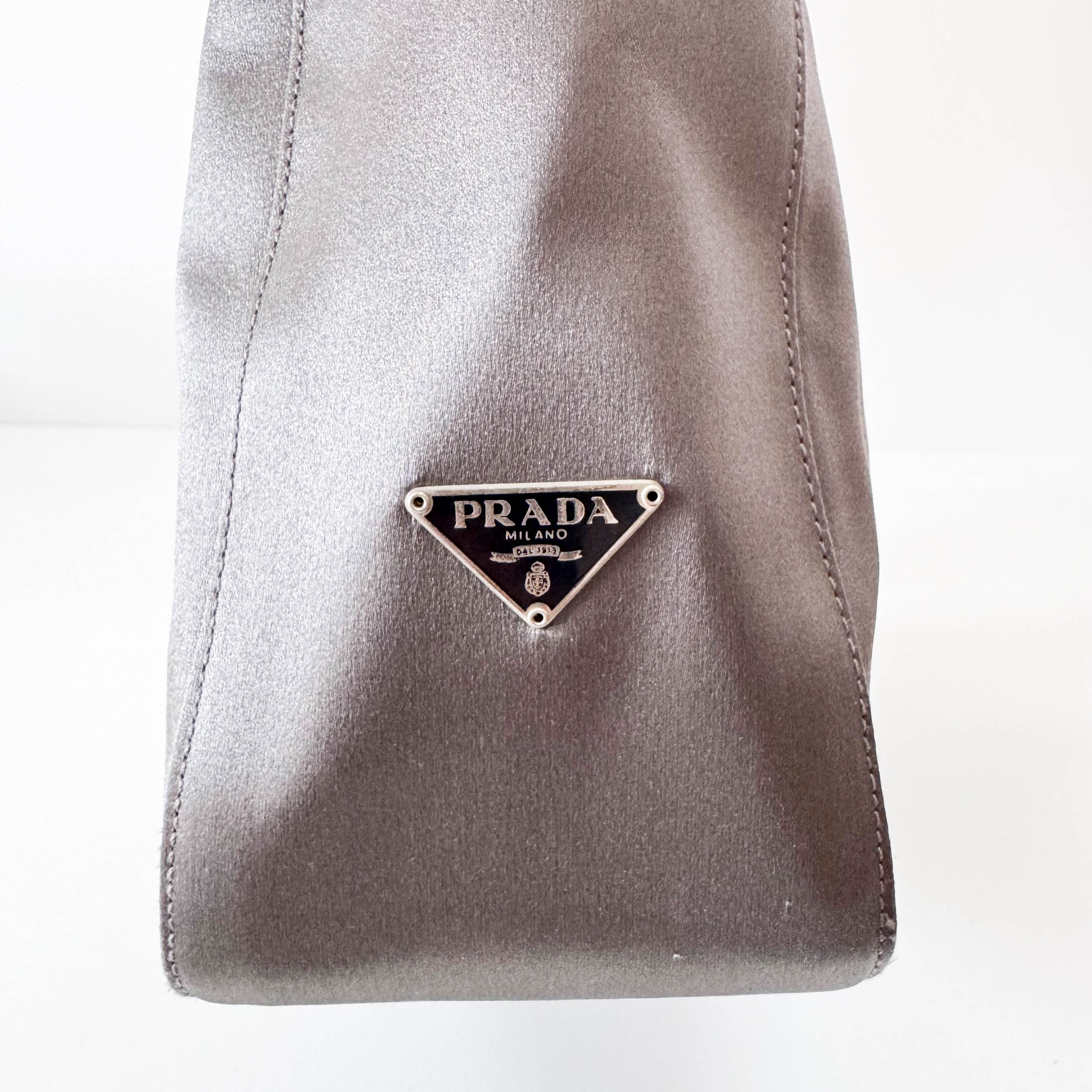 Hobo Satin Grey Shoulder Bag