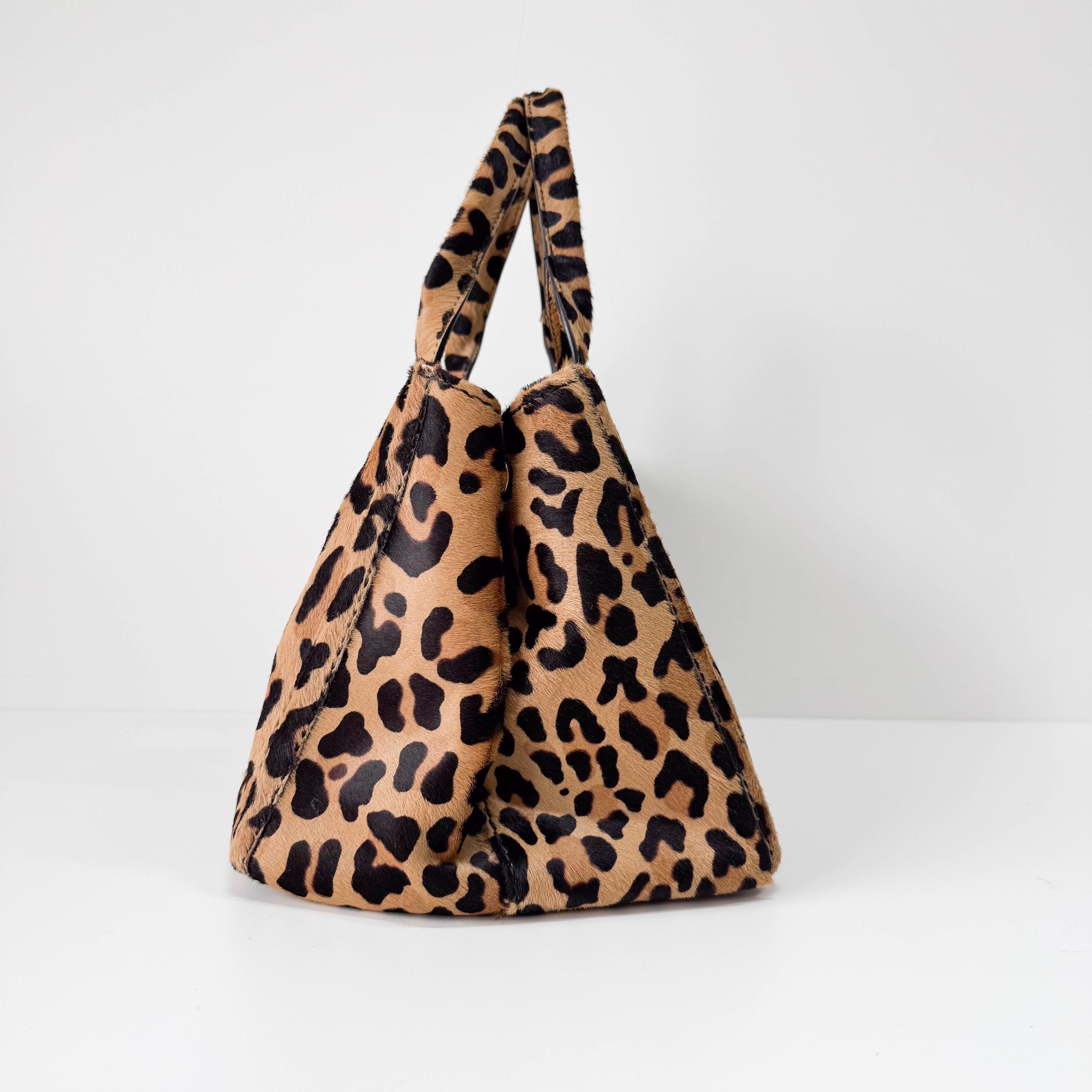 Yellow Jaguar Print Pony Hair Shoulder Bag