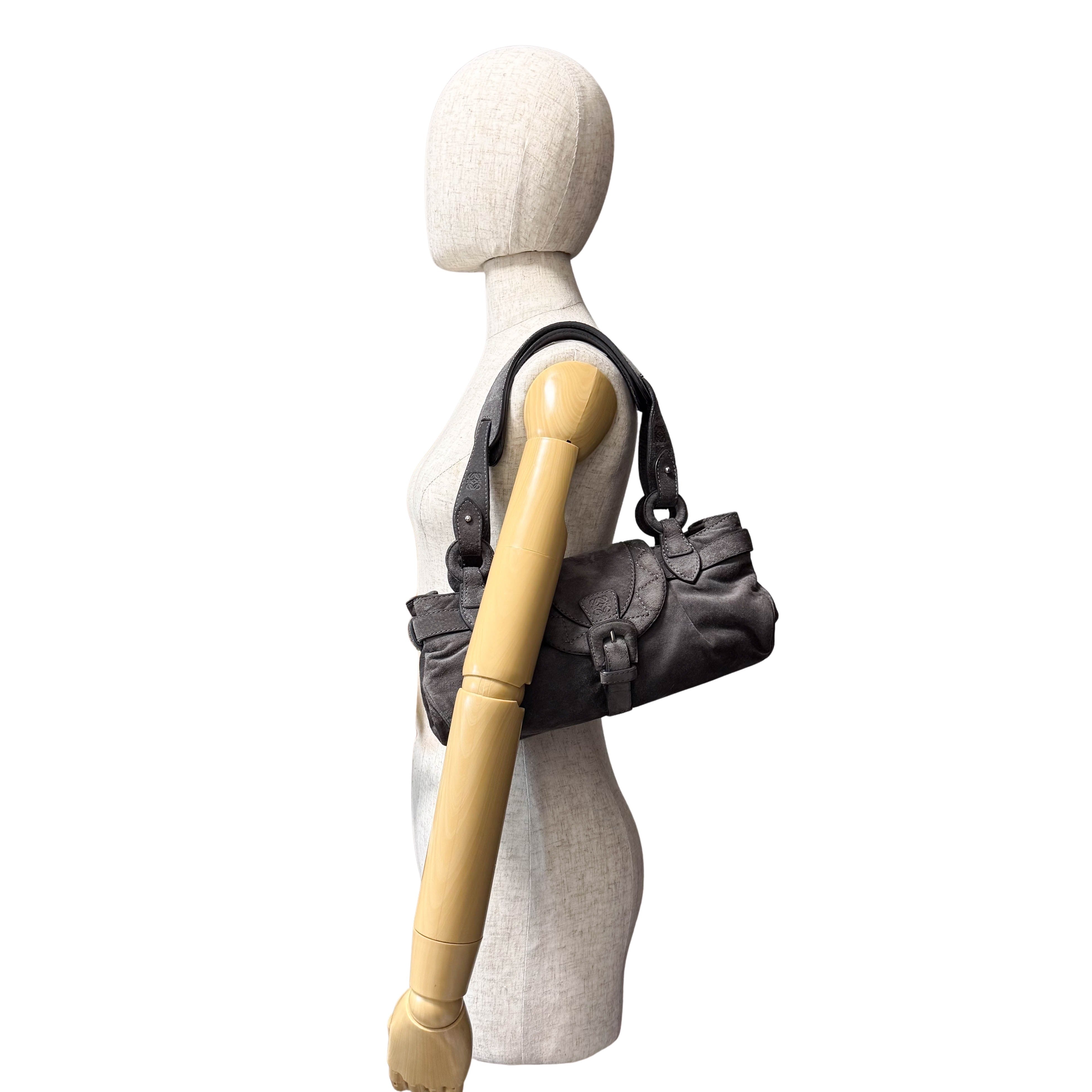 Suede Grey Mini Shoulder Bag