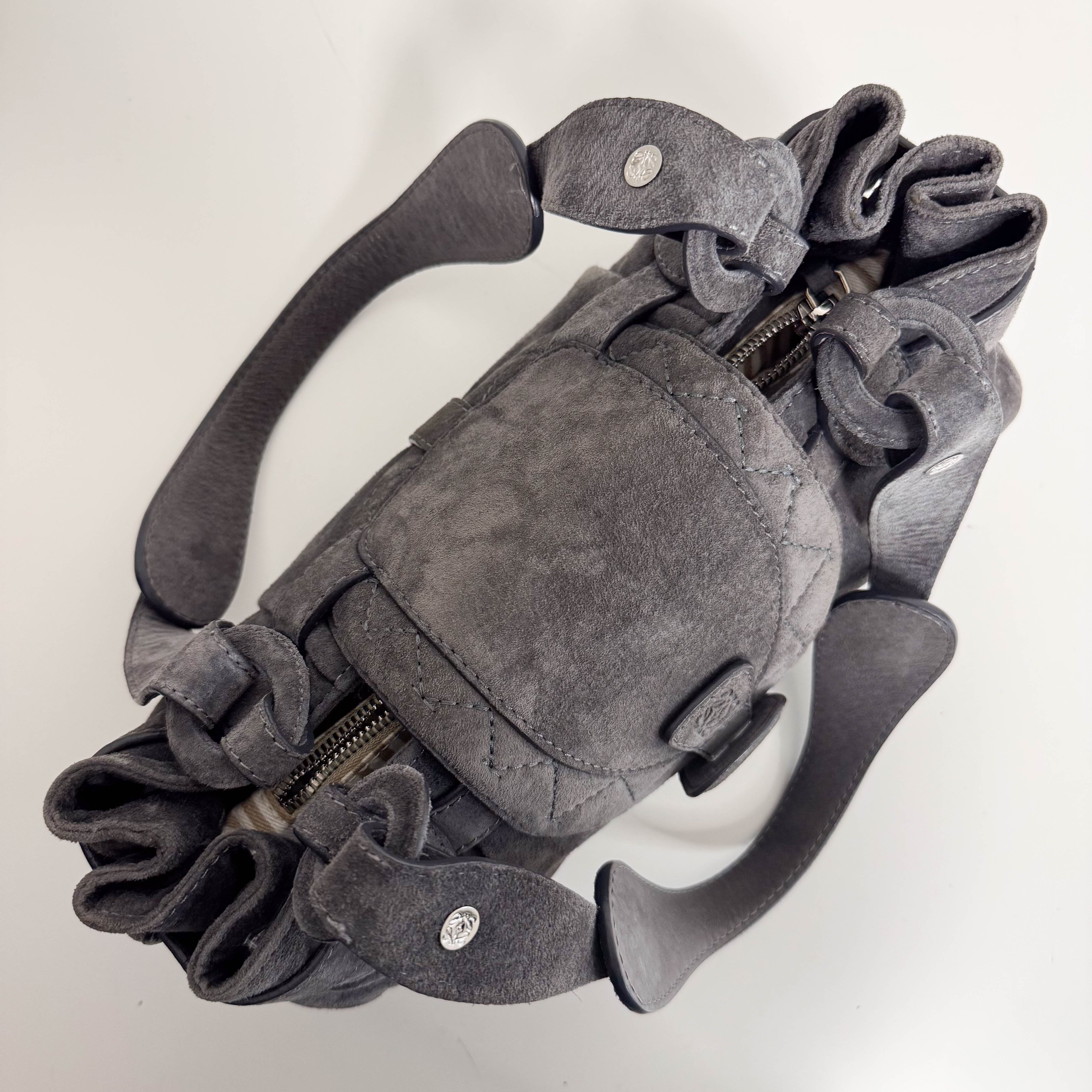 Suede Grey Mini Shoulder Bag