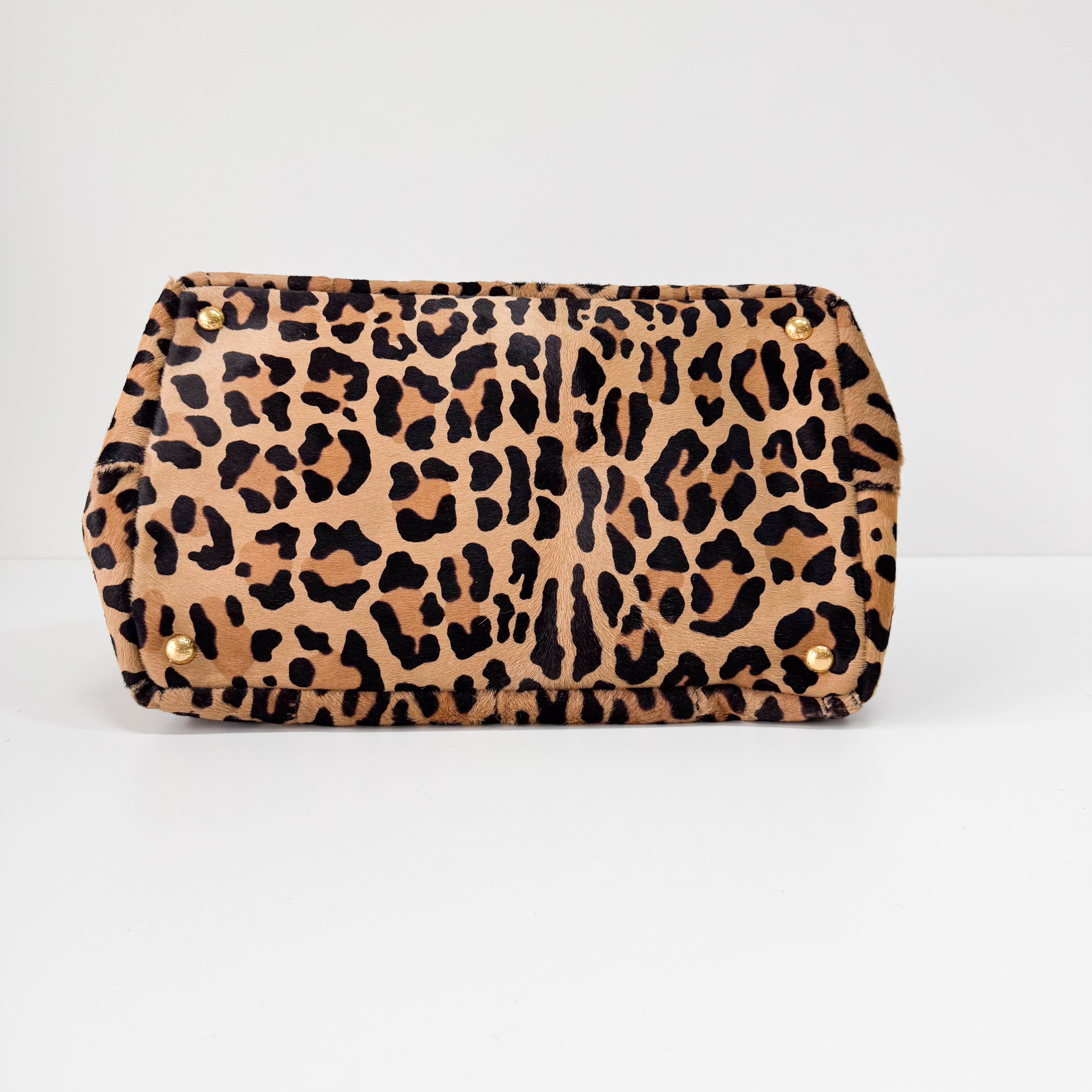 Yellow Jaguar Print Pony Hair Shoulder Bag