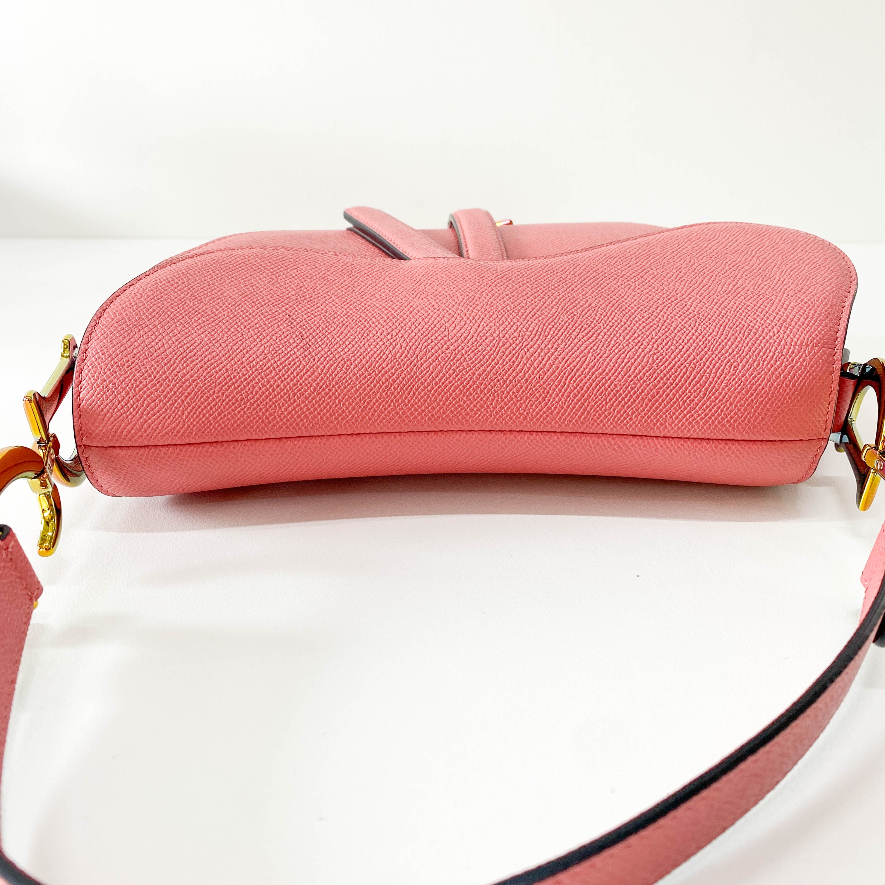 Pink Leather Saddle Shoulder Bag