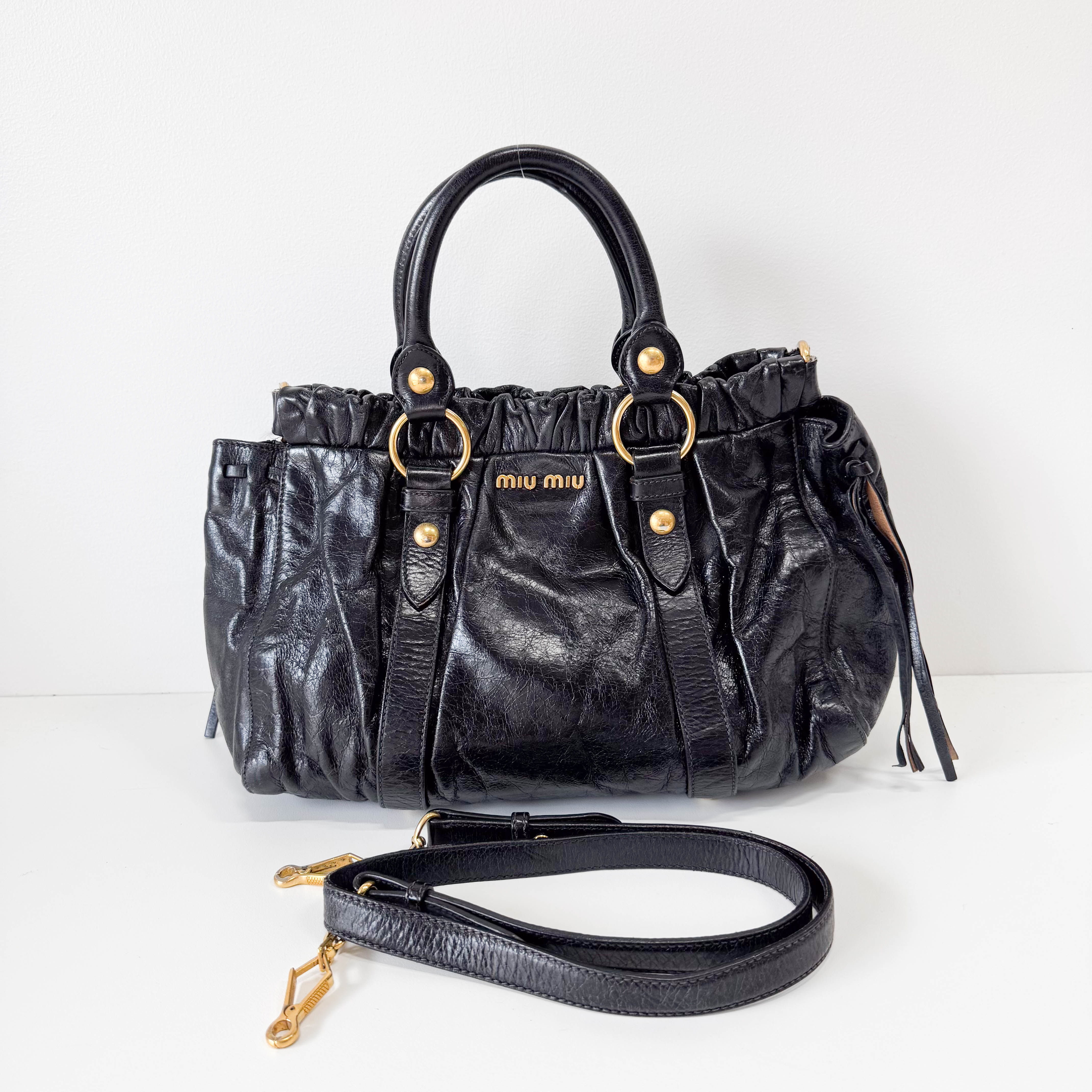 Vitello Black Leather Bag