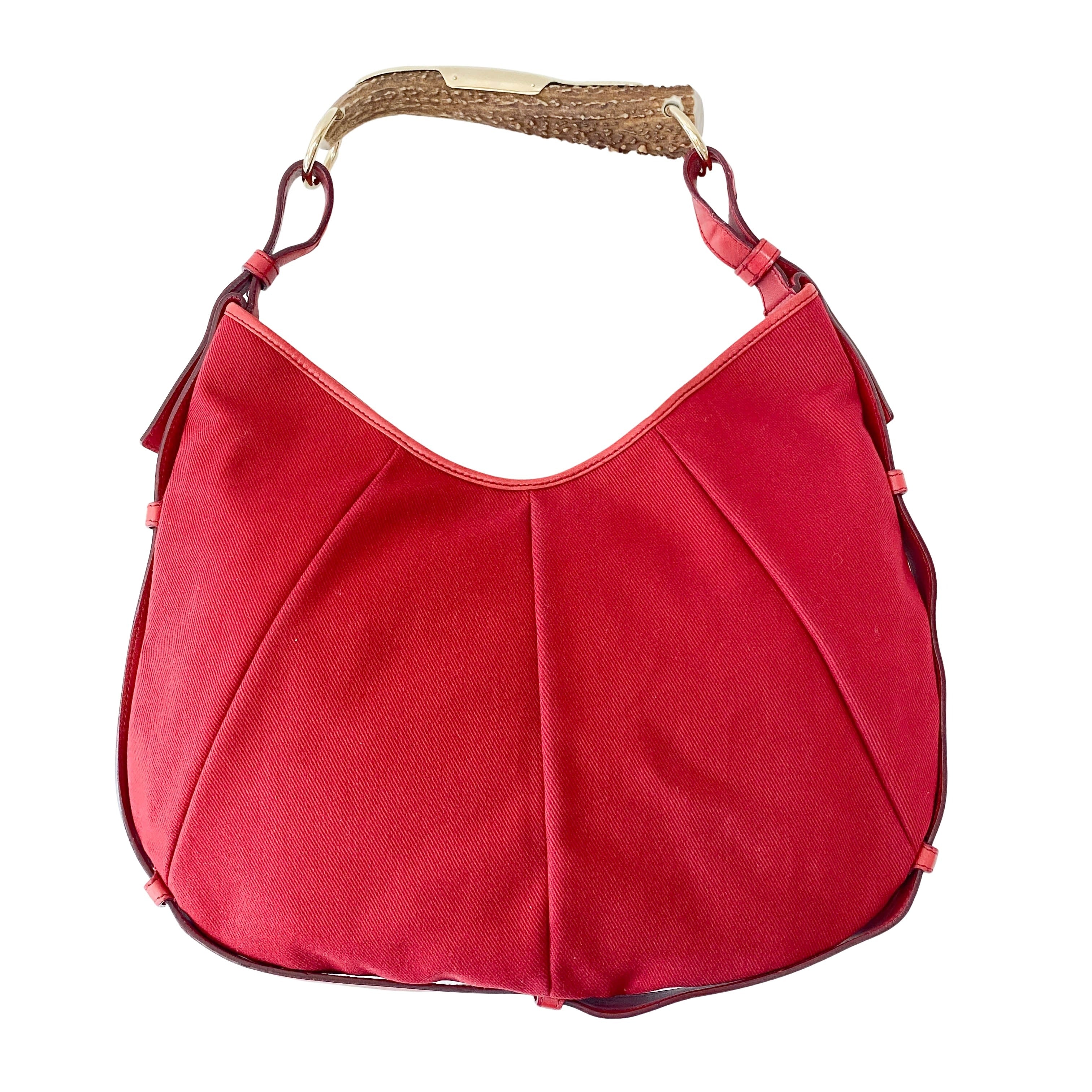 YSL Mombasa Red Canvas Shoulder Bag