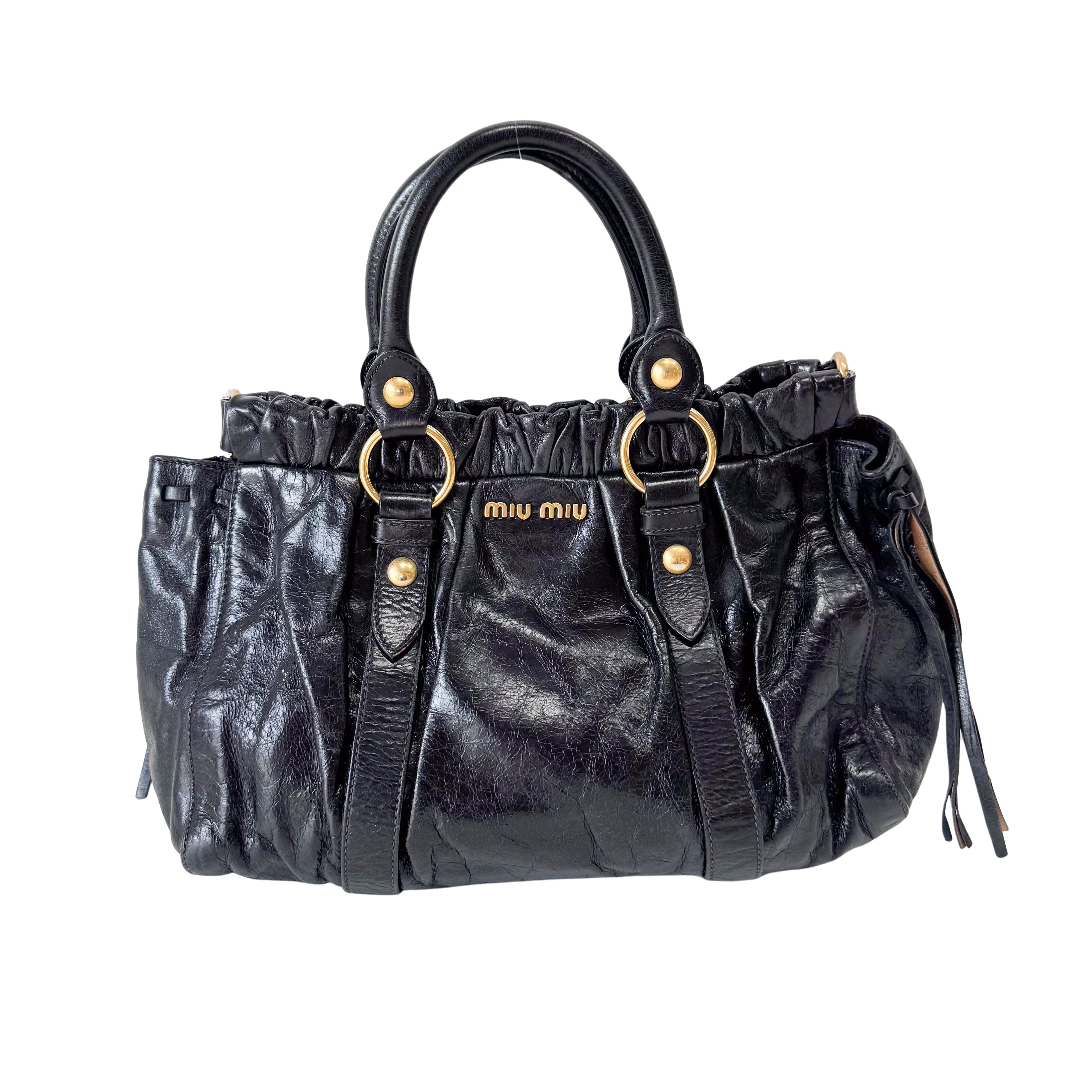 Vitello Black Leather Bag