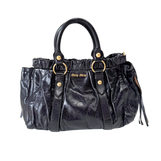 Vitello Black Leather Bag