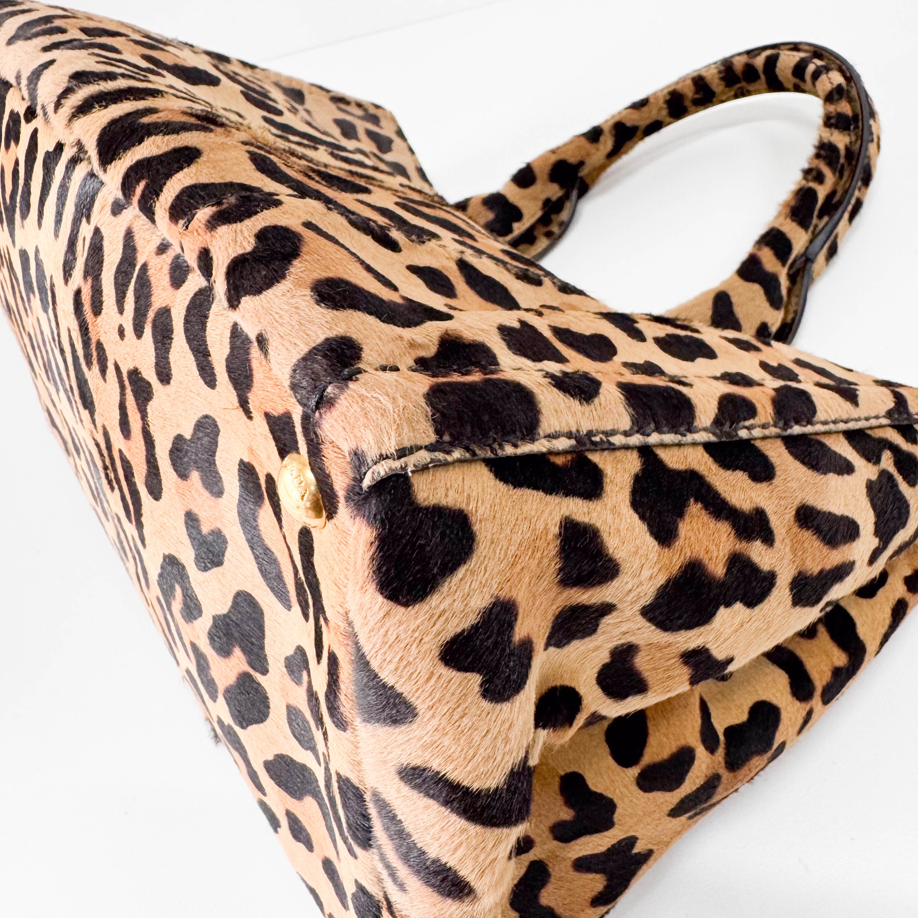 Yellow Jaguar Print Pony Hair Shoulder Bag