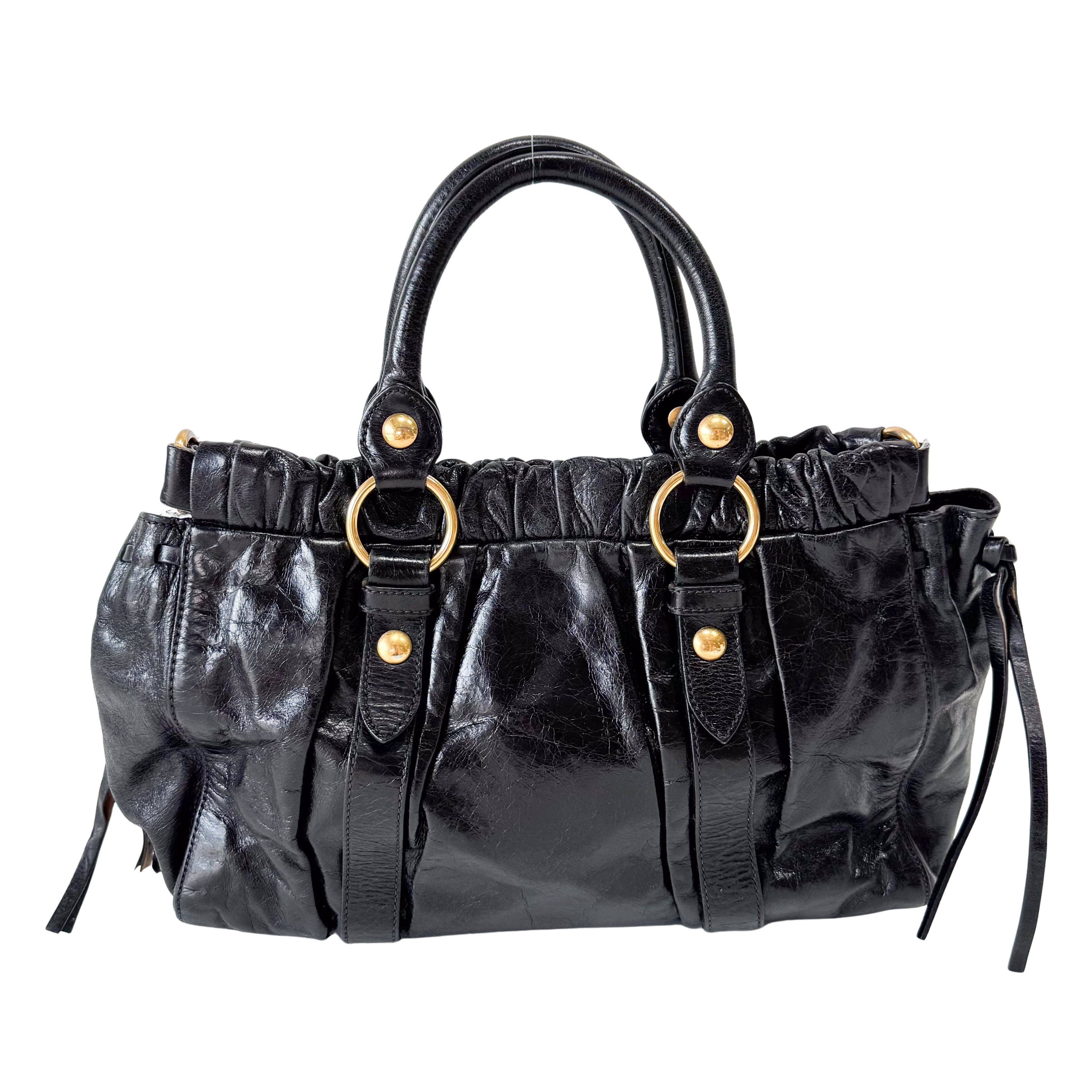 Vitello Black Leather Bag