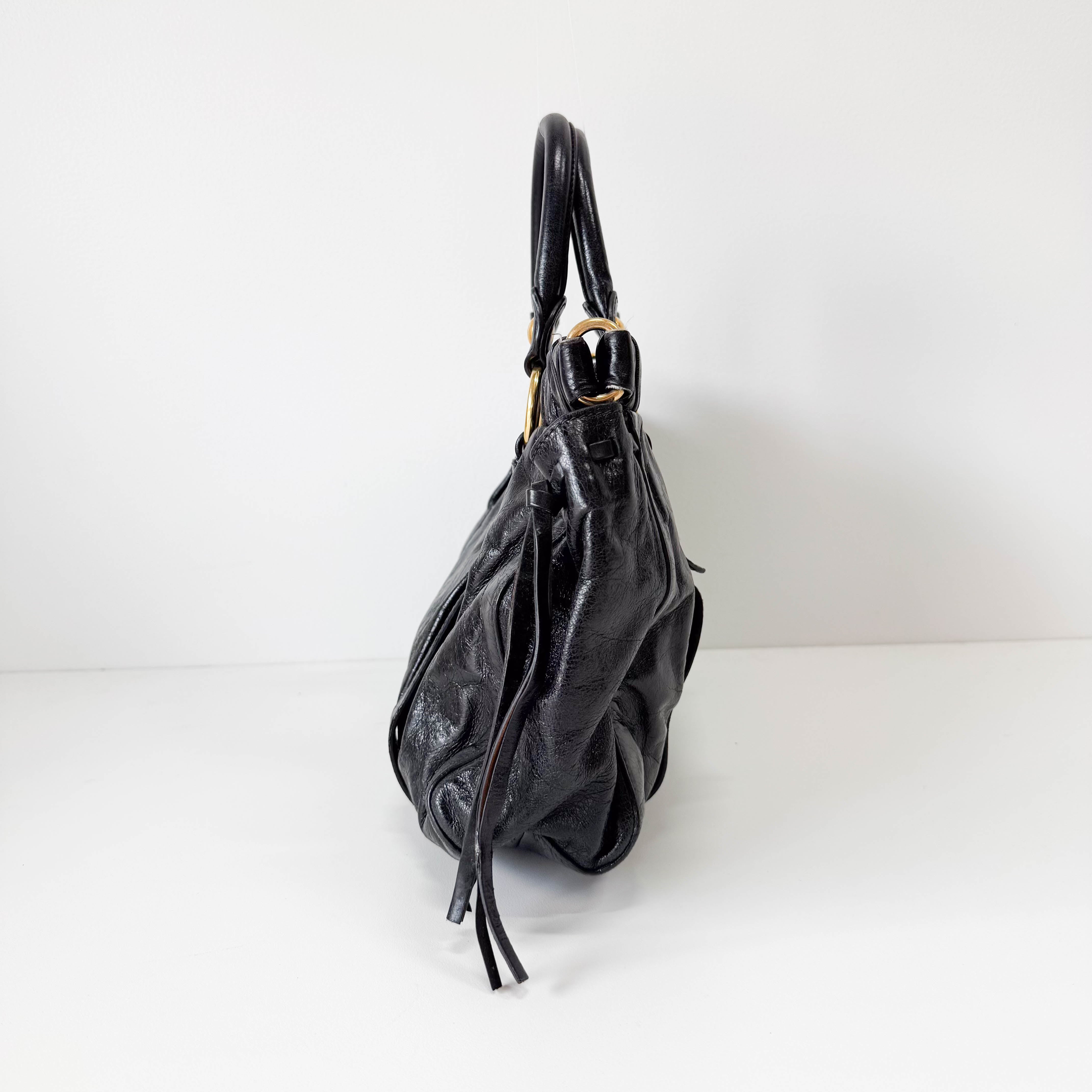 Vitello Black Leather Bag