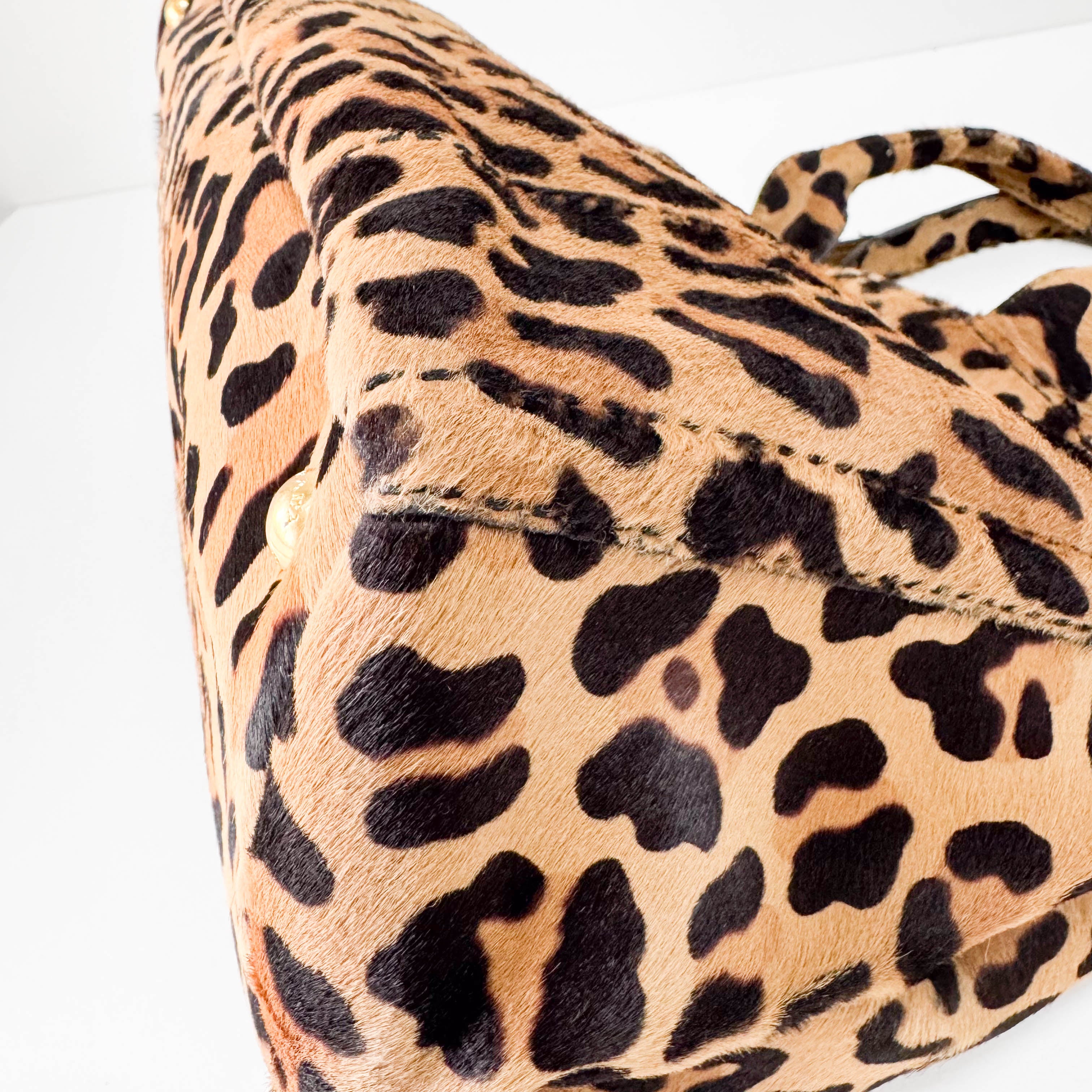 Yellow Jaguar Print Pony Hair Shoulder Bag