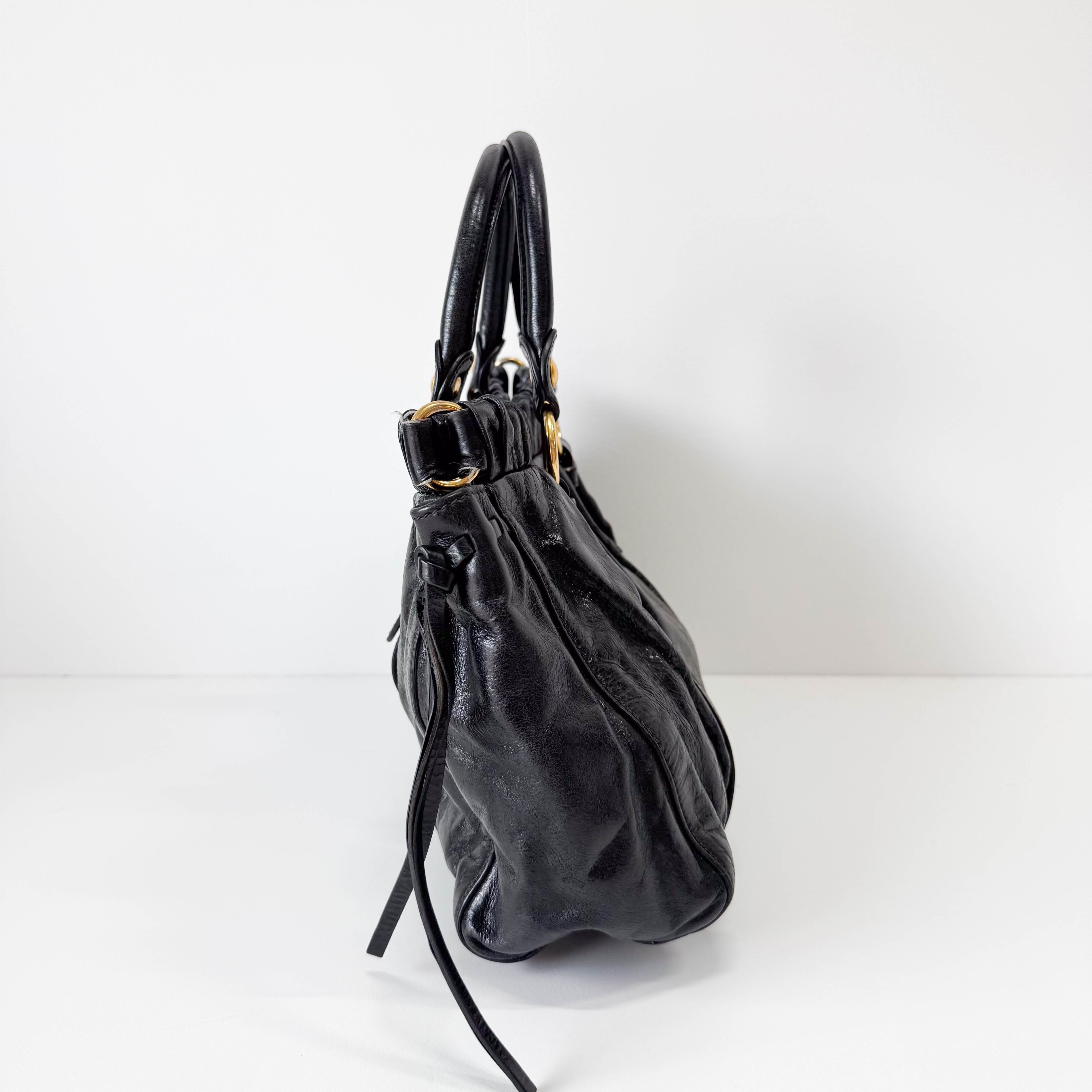 Vitello Black Leather Bag