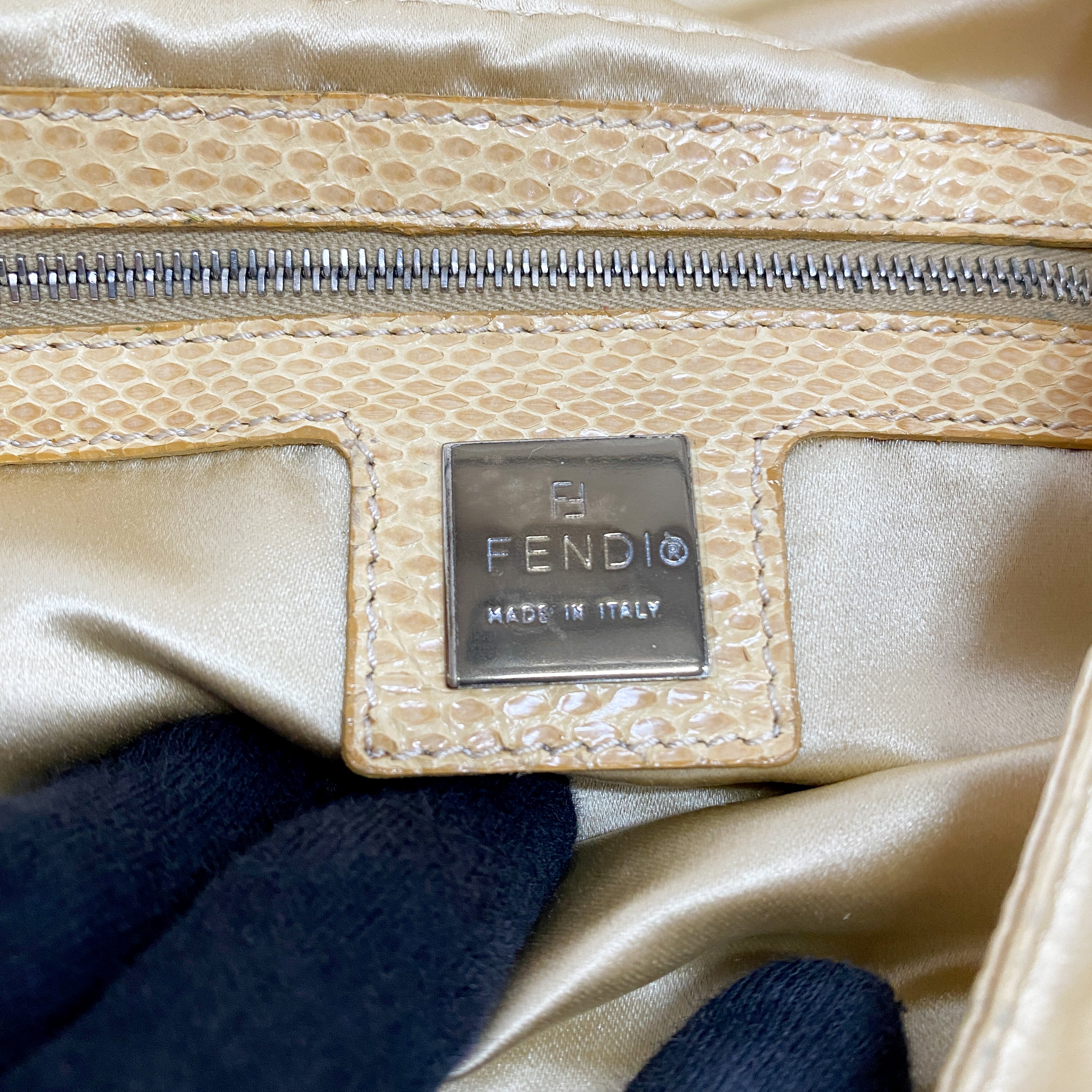 Baguette Beige Satin Mother of Pearl Fish