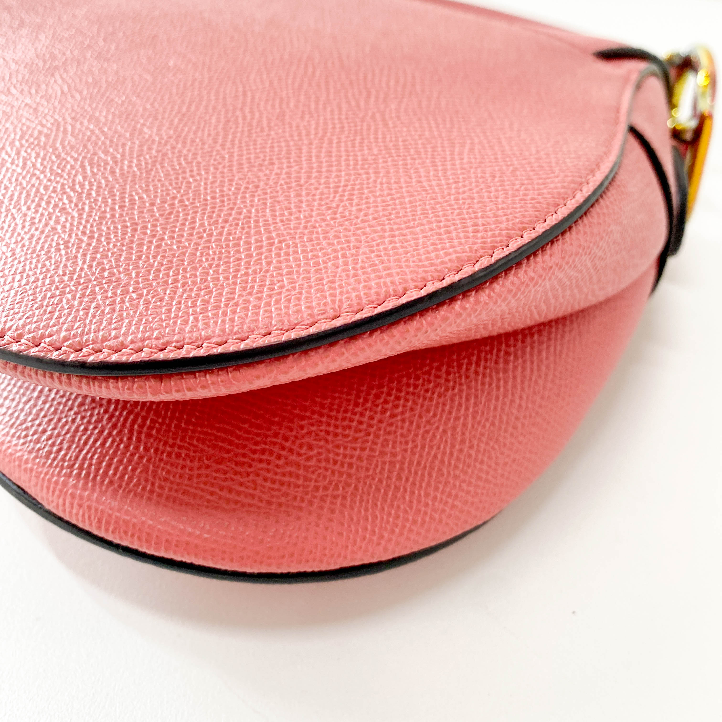 Pink Leather Saddle Shoulder Bag