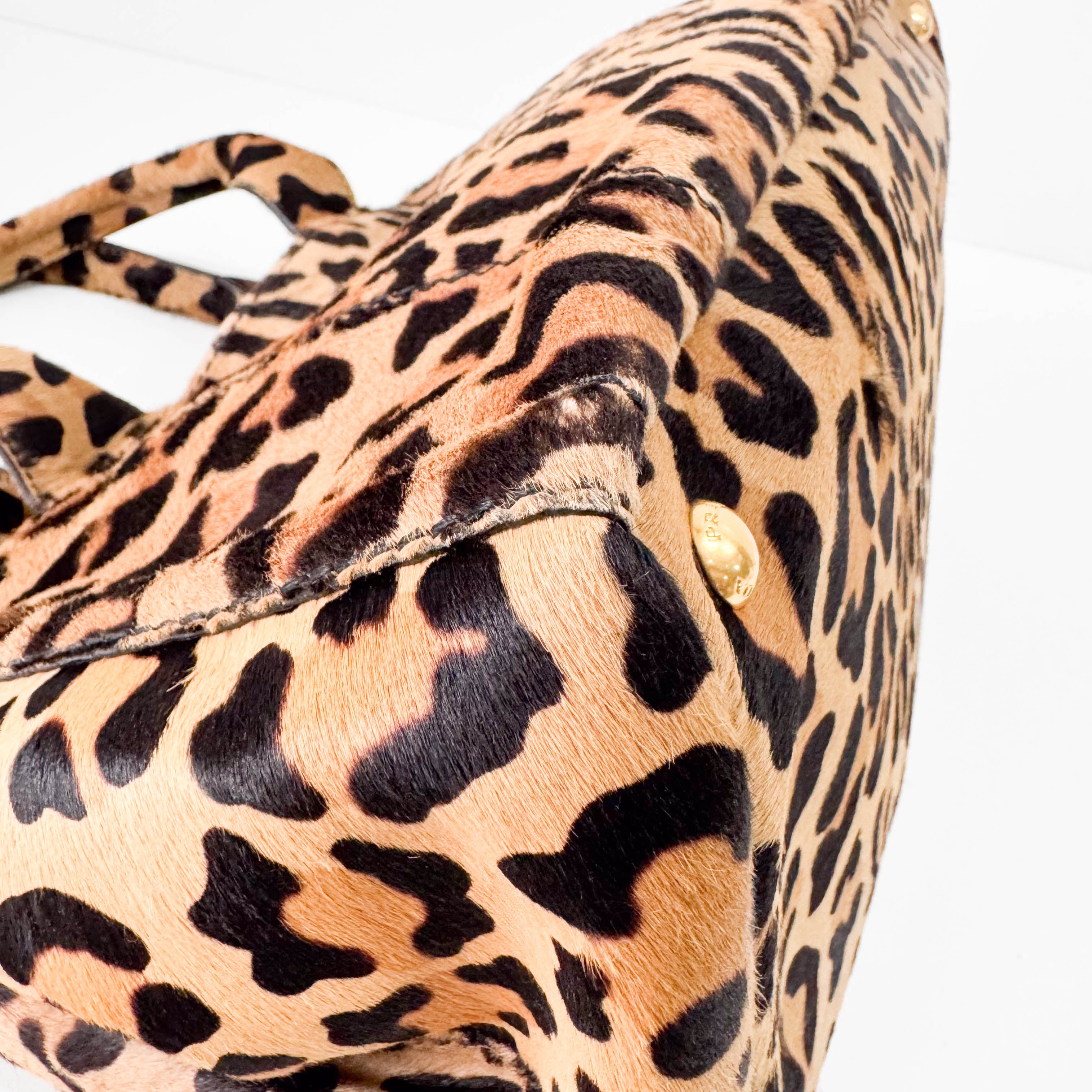 Yellow Jaguar Print Pony Hair Shoulder Bag