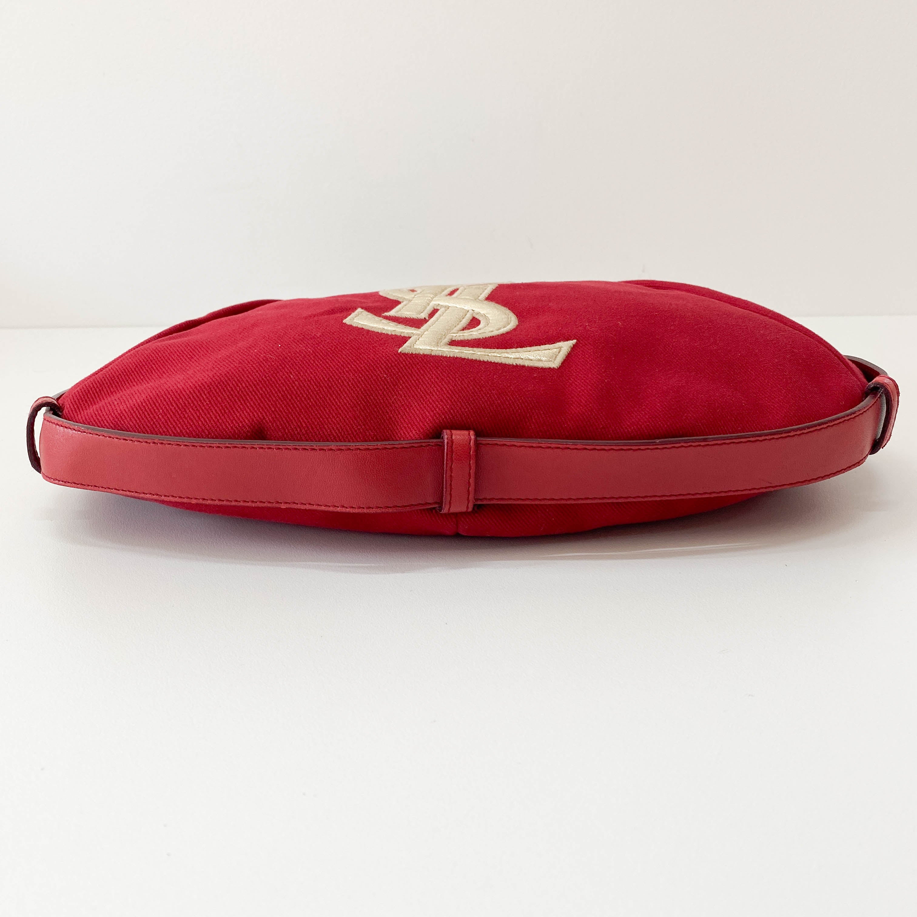 YSL Mombasa Red Canvas Shoulder Bag