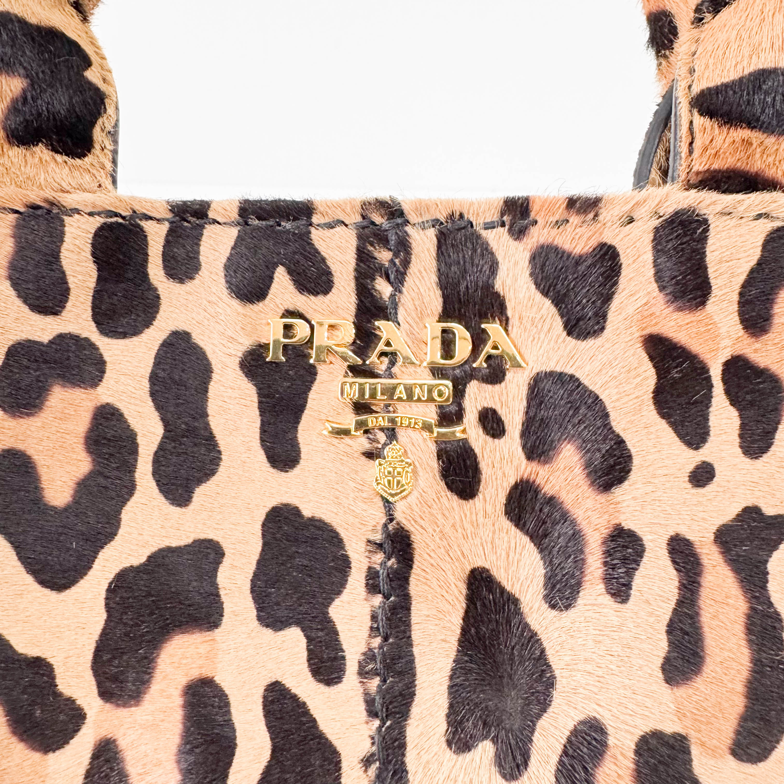 Yellow Jaguar Print Pony Hair Shoulder Bag