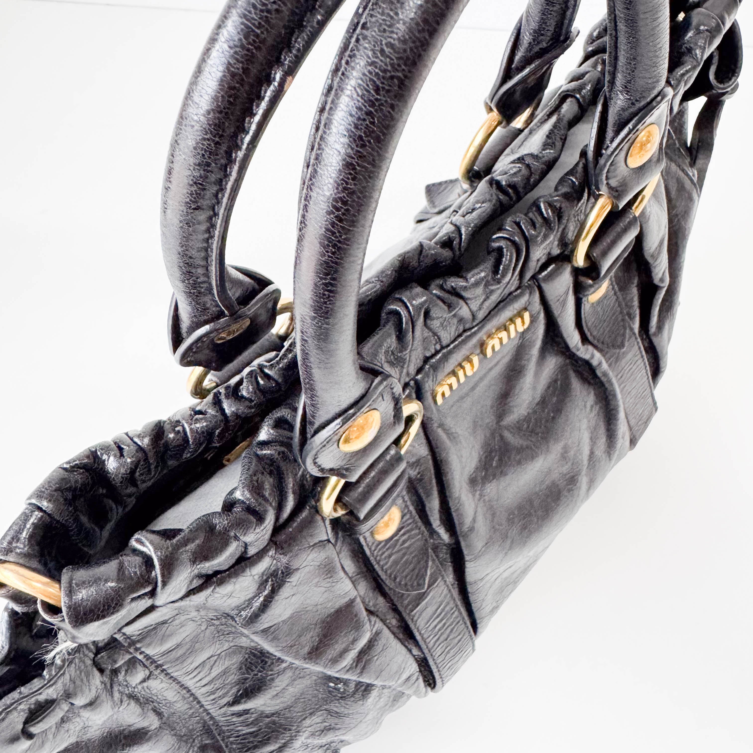 Vitello Black Leather Bag