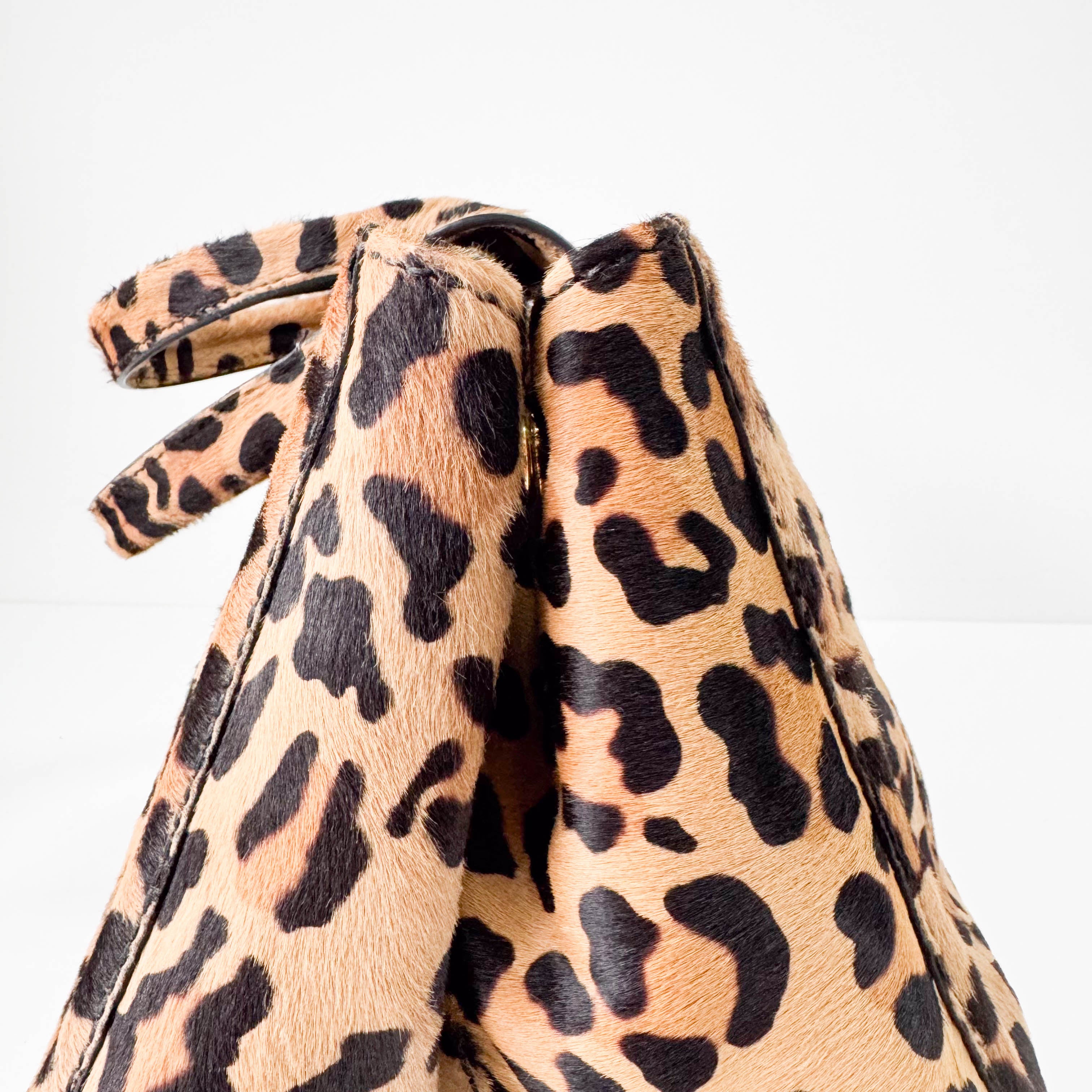 Yellow Jaguar Print Pony Hair Shoulder Bag