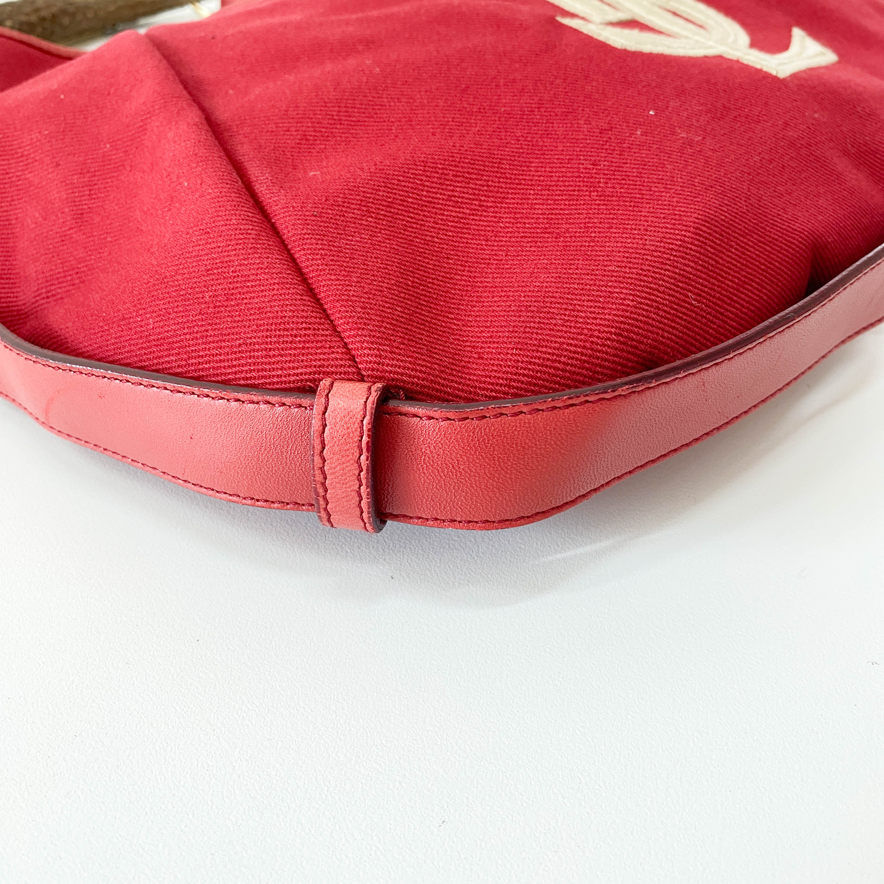 YSL Mombasa Red Canvas Shoulder Bag