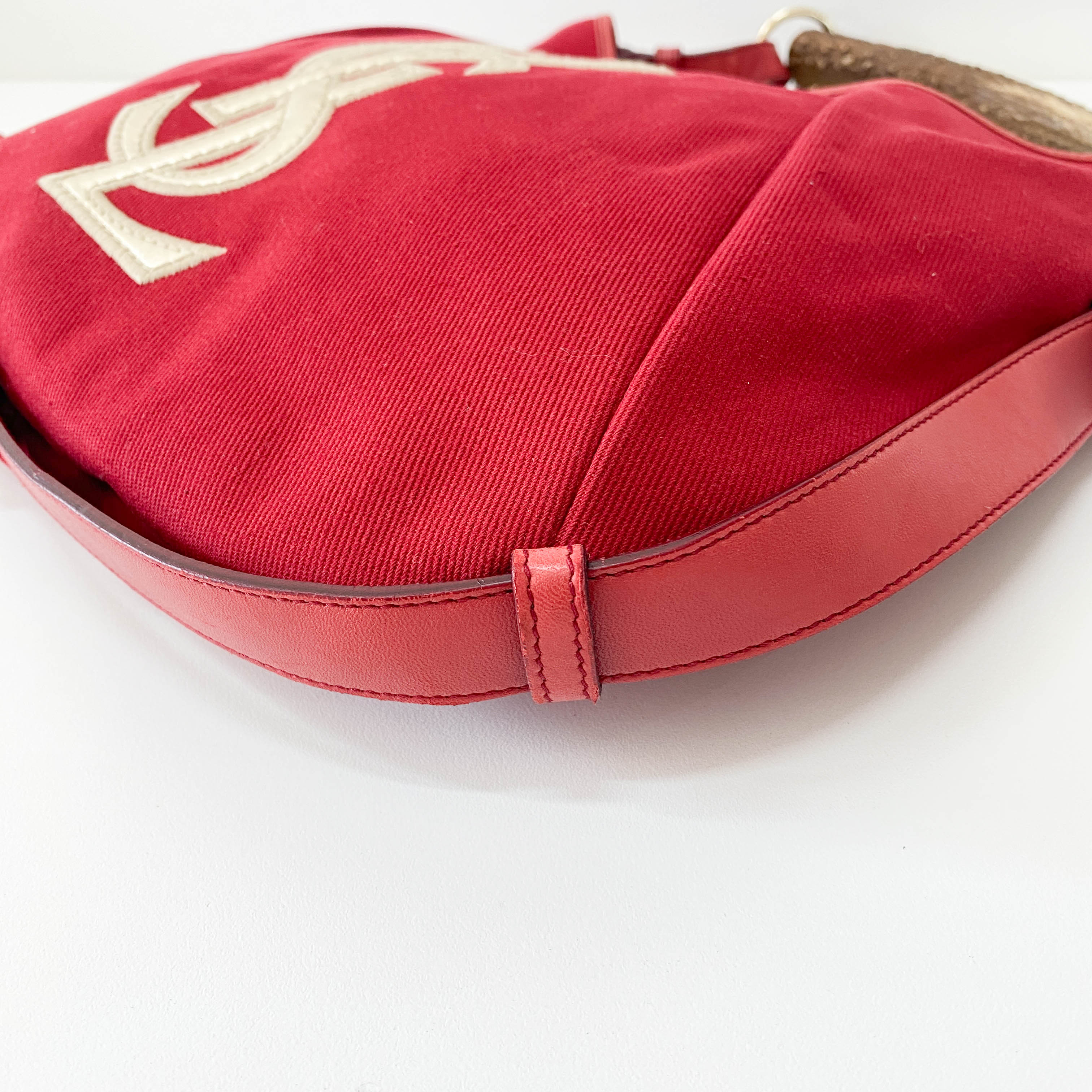 YSL Mombasa Red Canvas Shoulder Bag