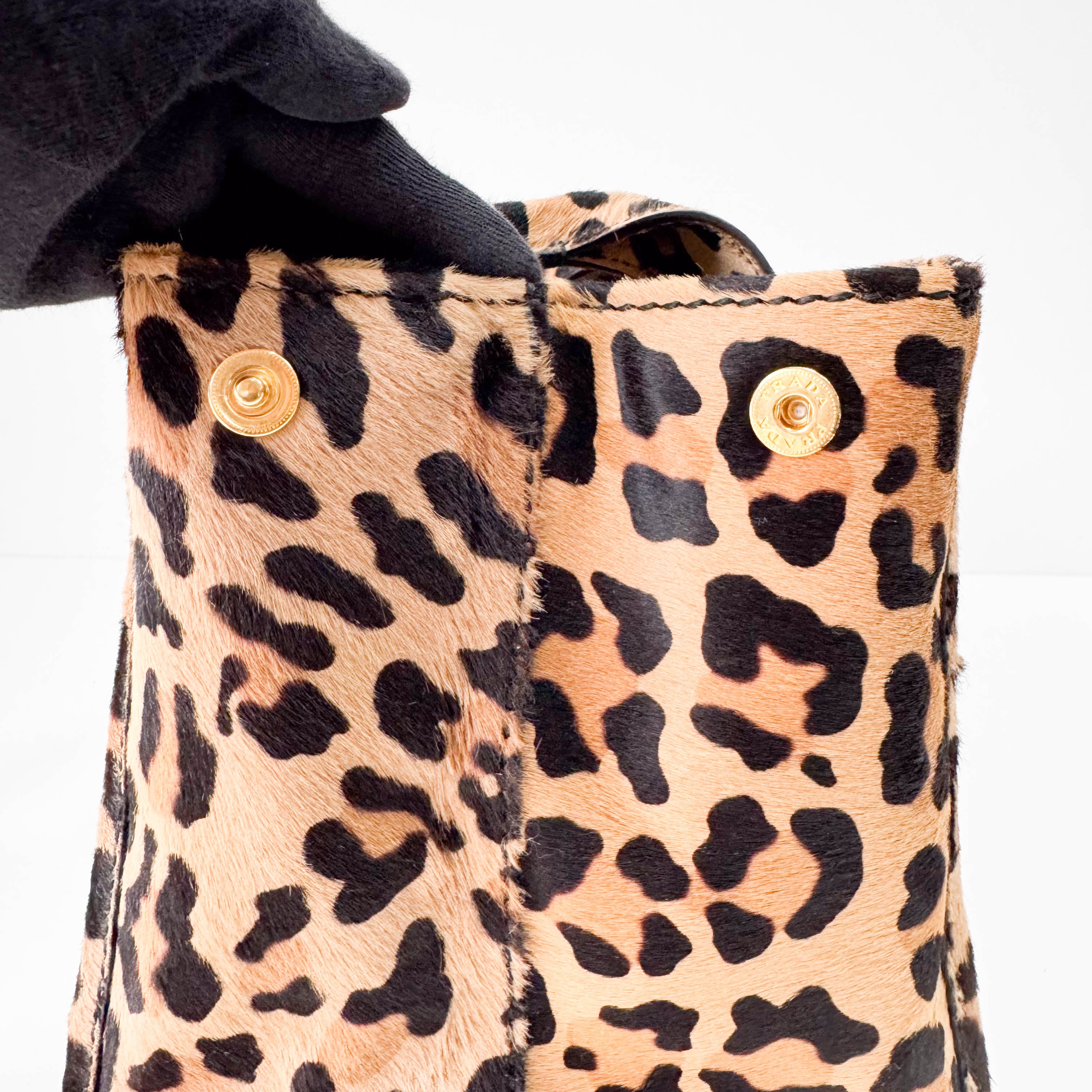 Yellow Jaguar Print Pony Hair Shoulder Bag