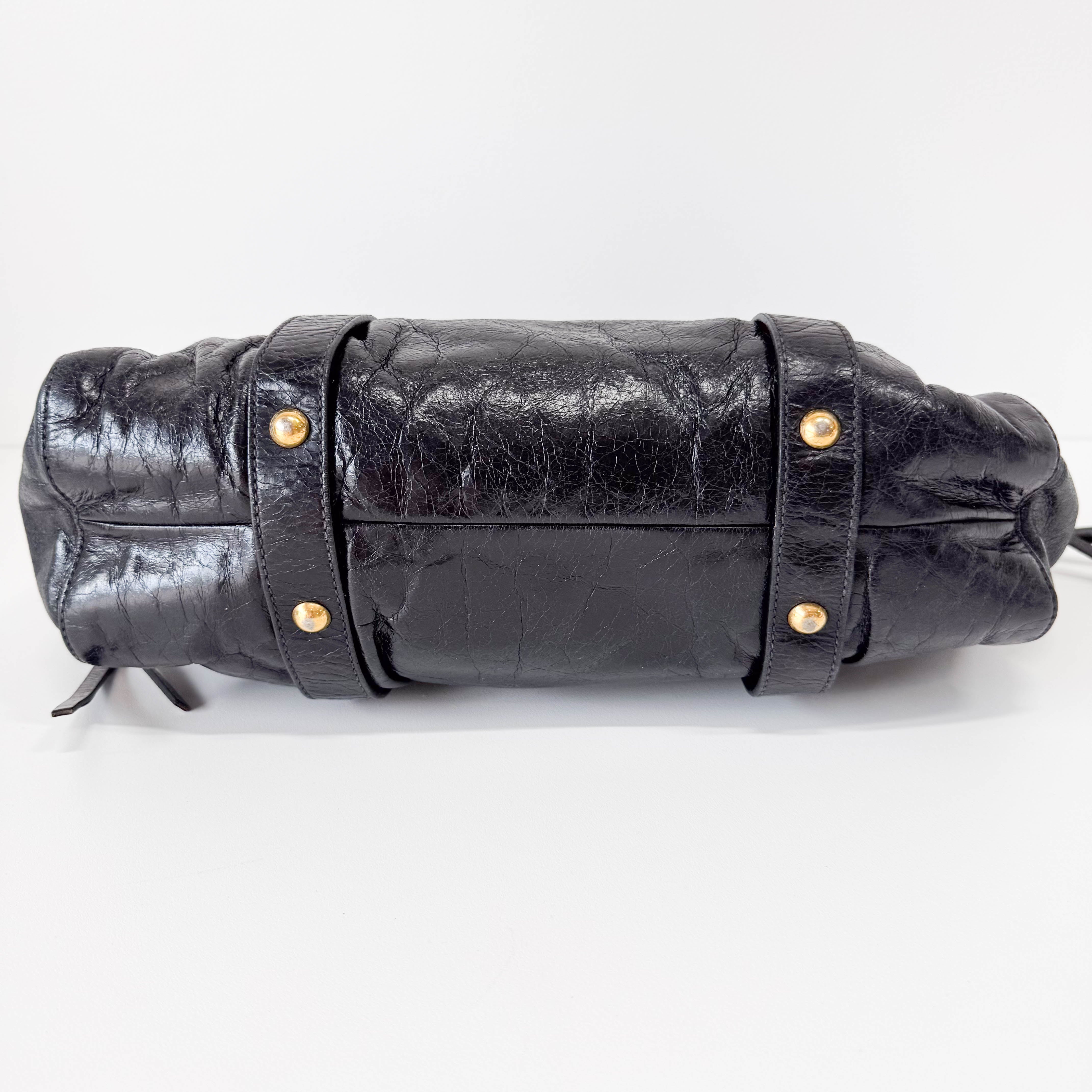 Vitello Black Leather Bag