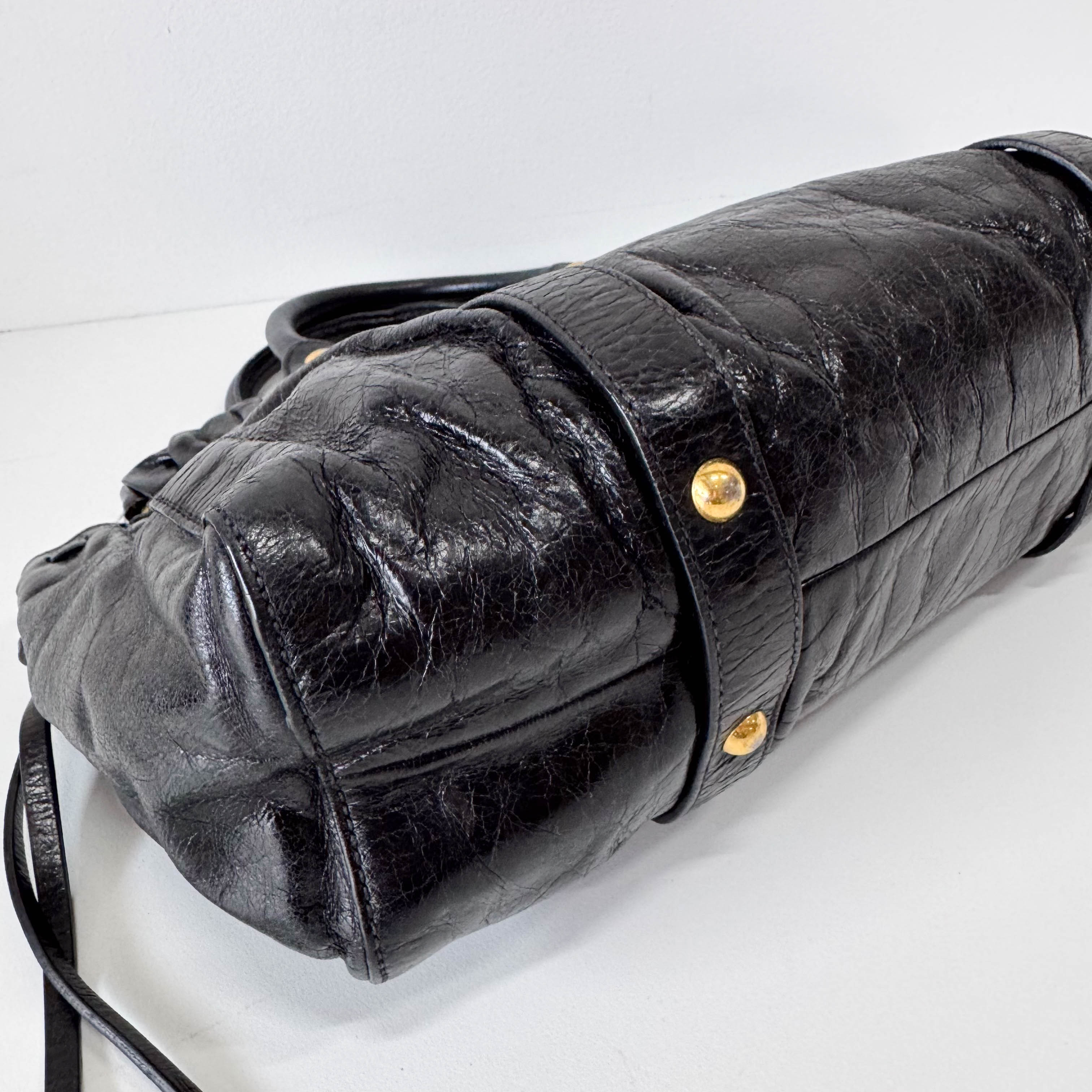 Vitello Black Leather Bag