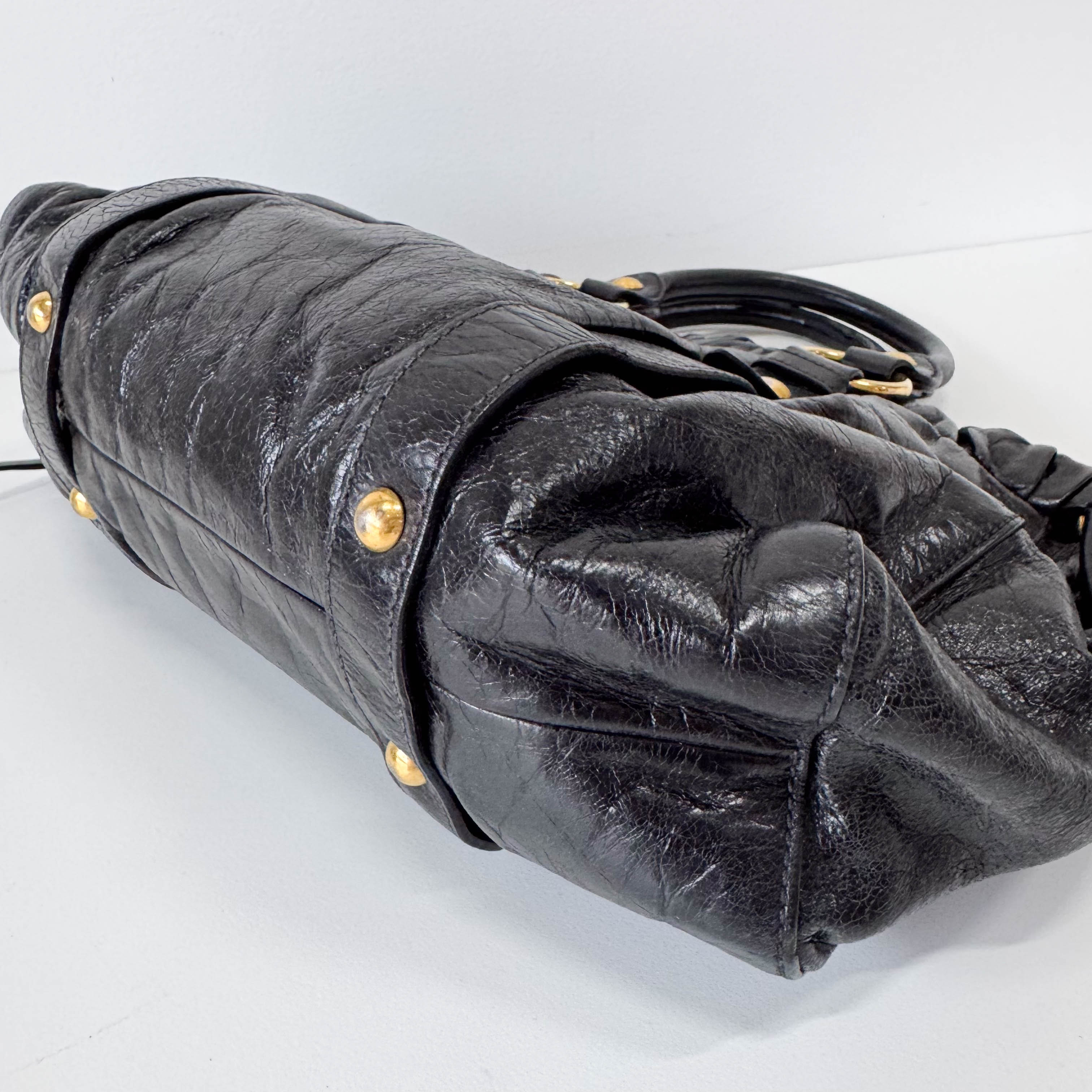 Vitello Black Leather Bag